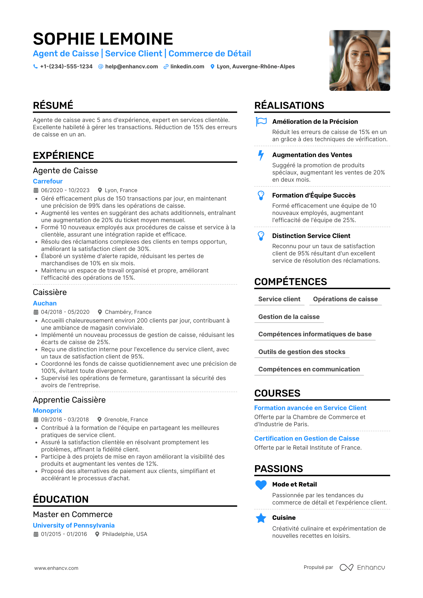 CV d’agent de caisse Resume Example