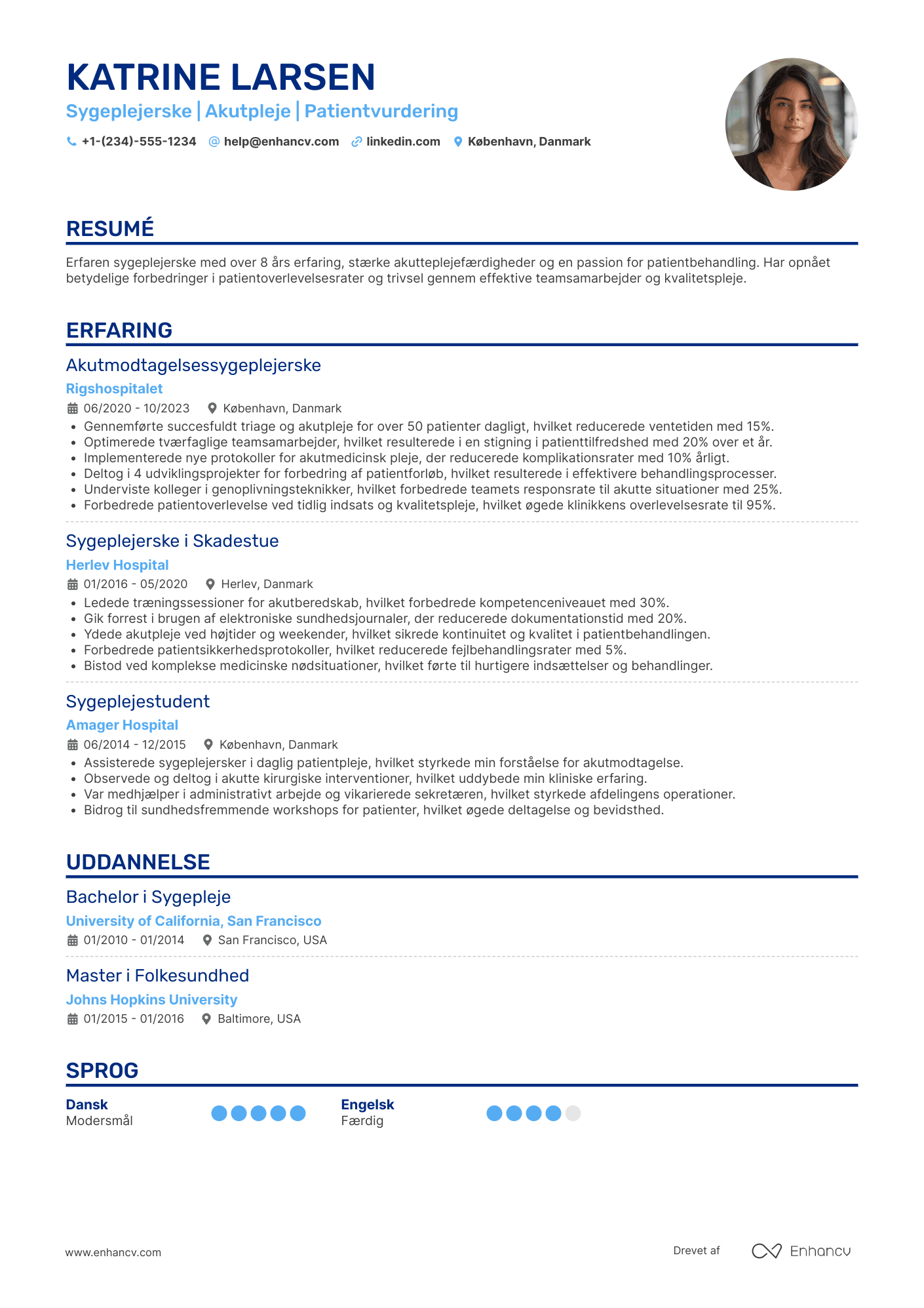 CV til Akutmodtagelsessygeplejerske Resume Example