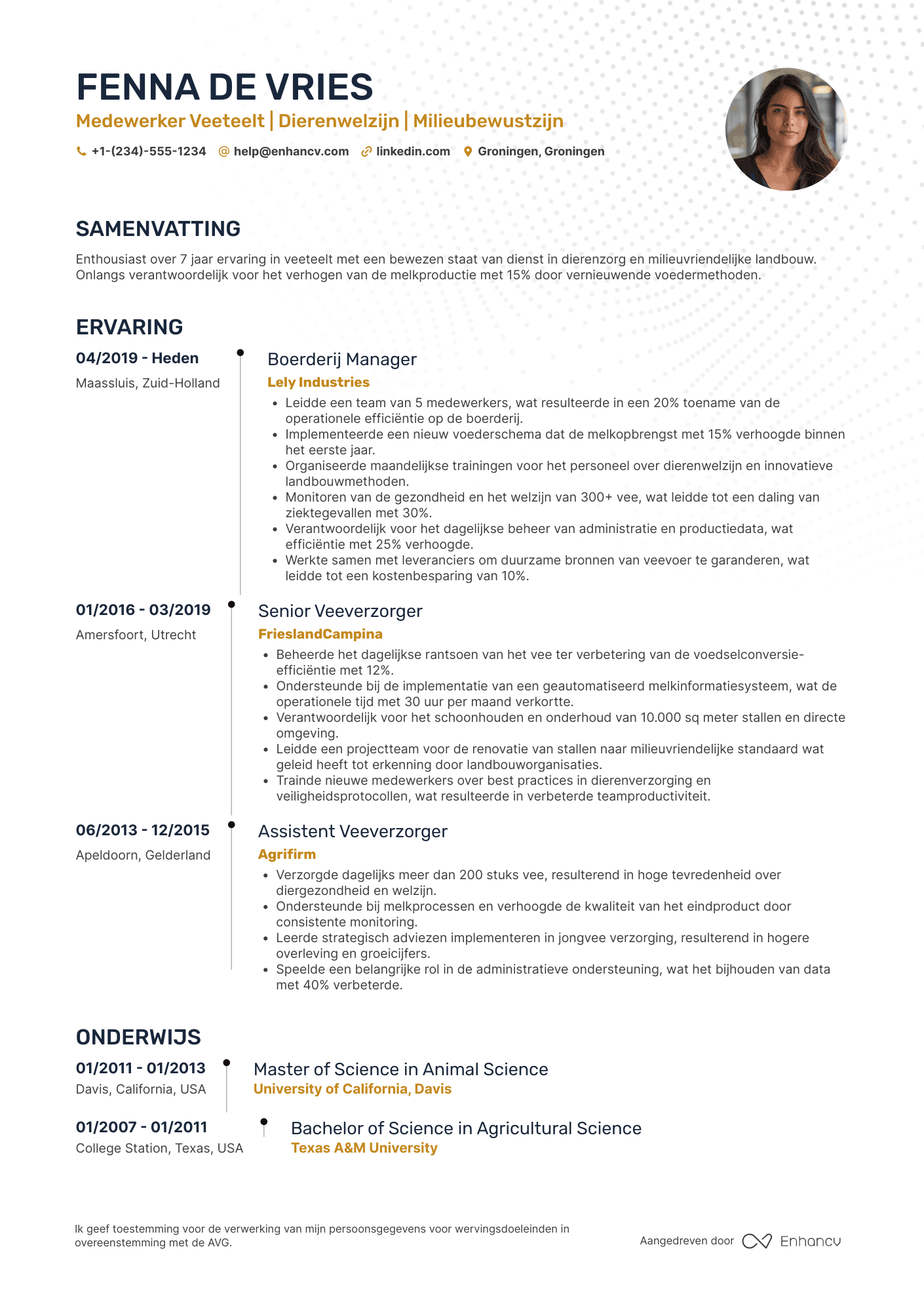 CV voor Medewerker Boerderij Veeteelt Resume Example