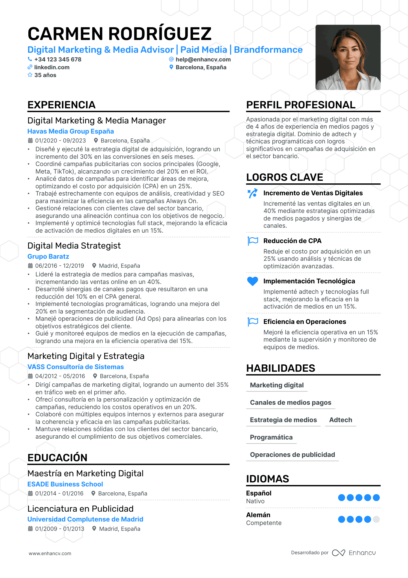 Asesor de Marketing Resume Example