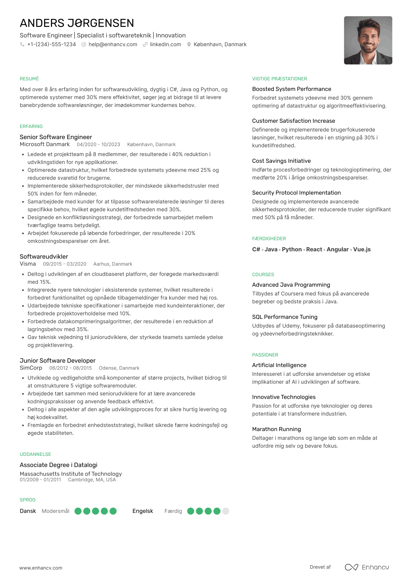 CV til Specialist i softwareteknik Resume Example