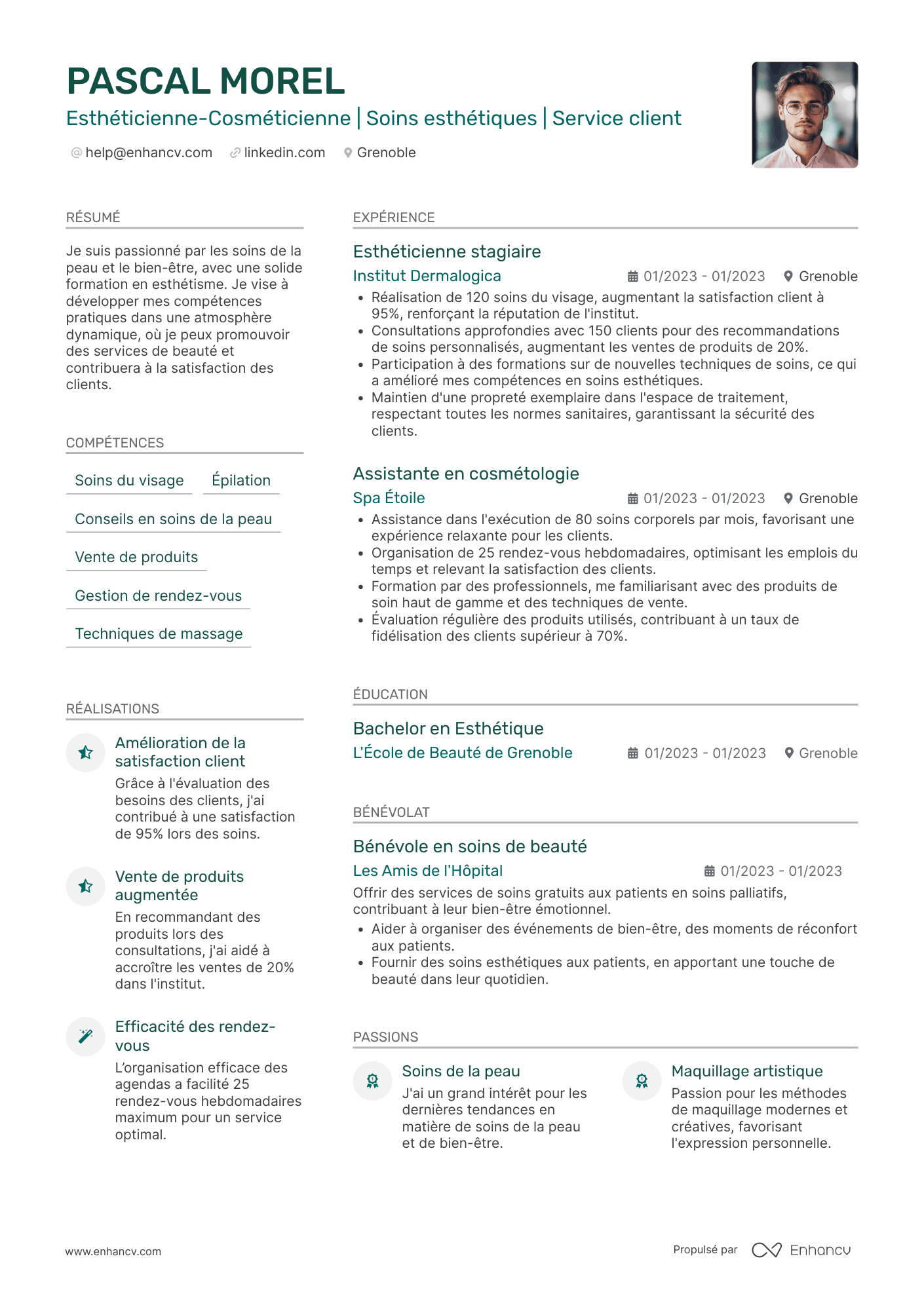 Esthéticienne cosméticienne Resume Example