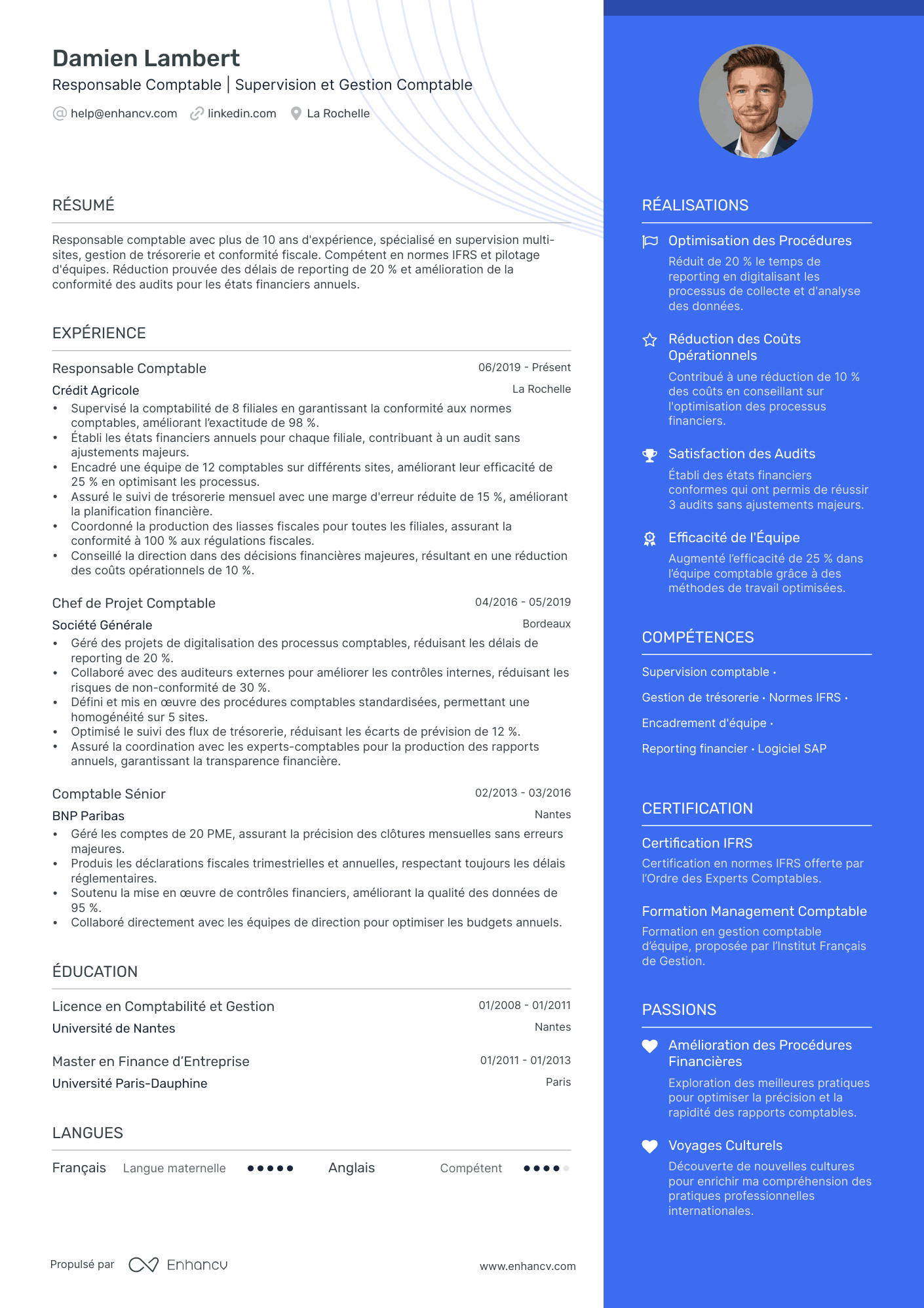 CV Responsable comptable Resume Example