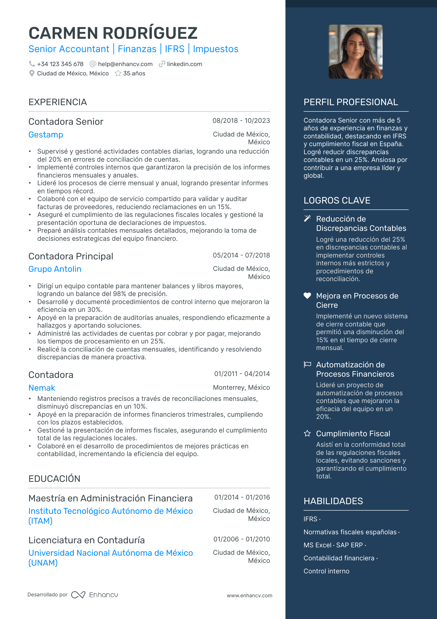 Contabilidad Senior Resume Example