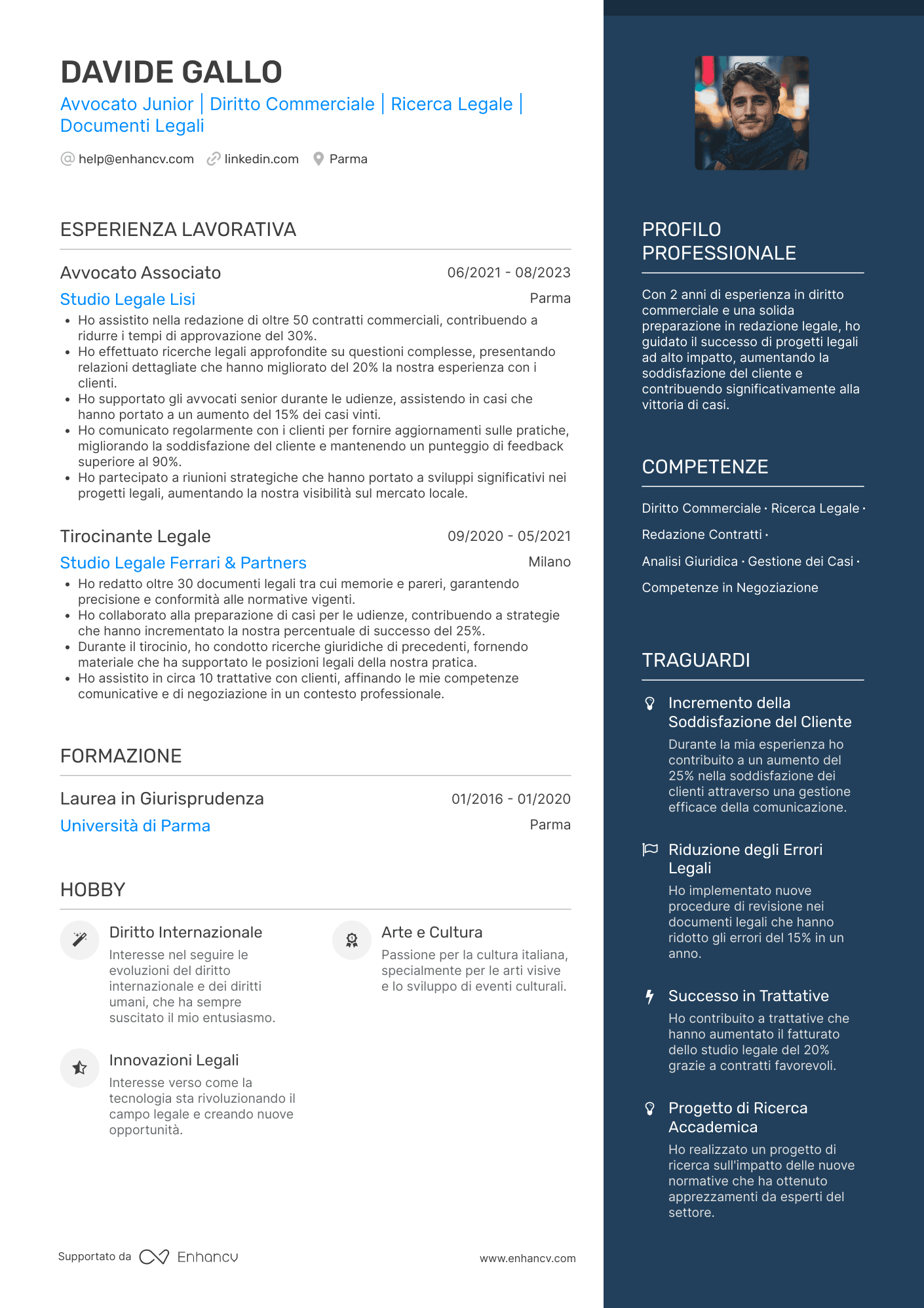 Avvocato Junior Resume Example