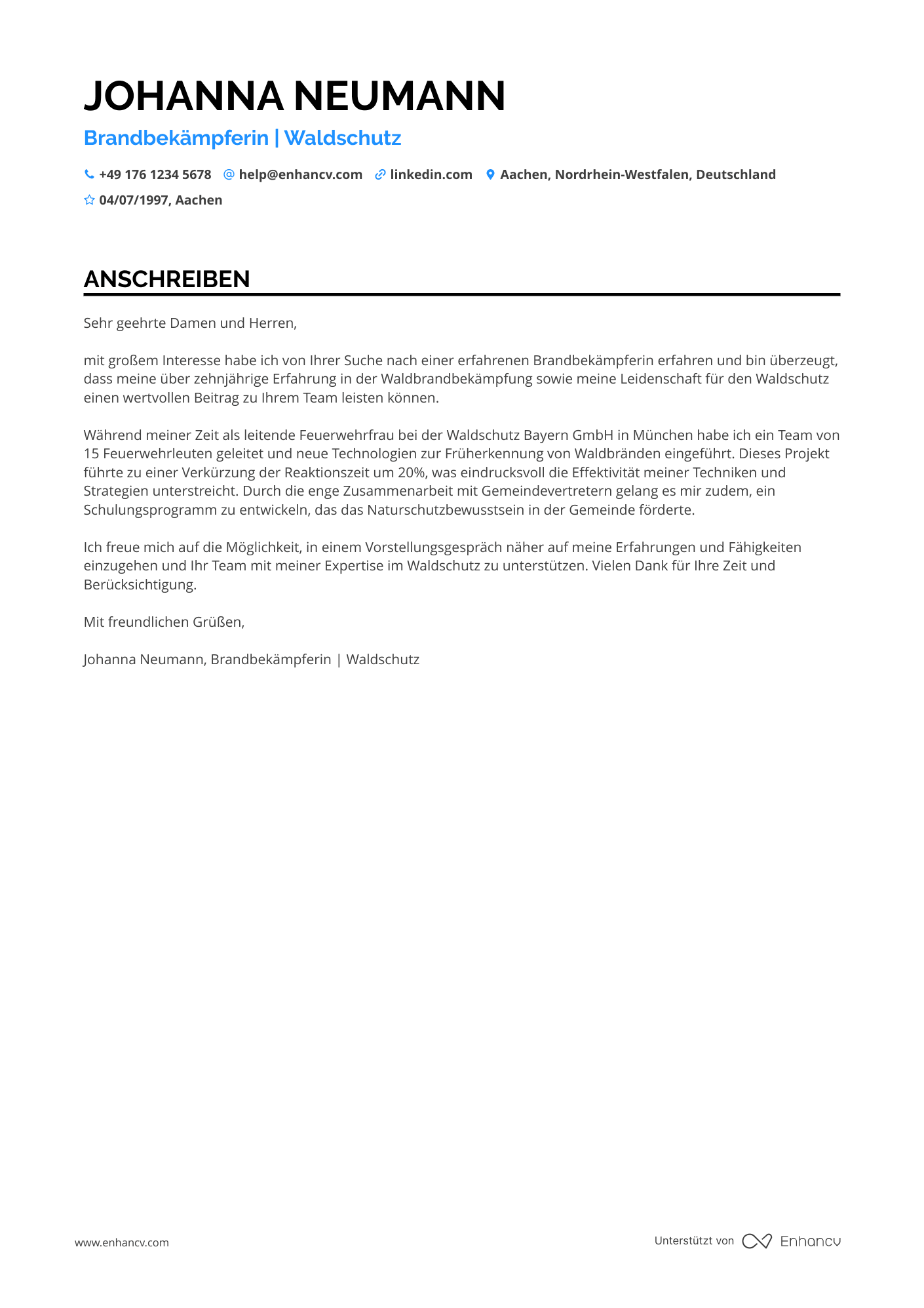 Feuerwehrmann für Waldindustrie Resume Example