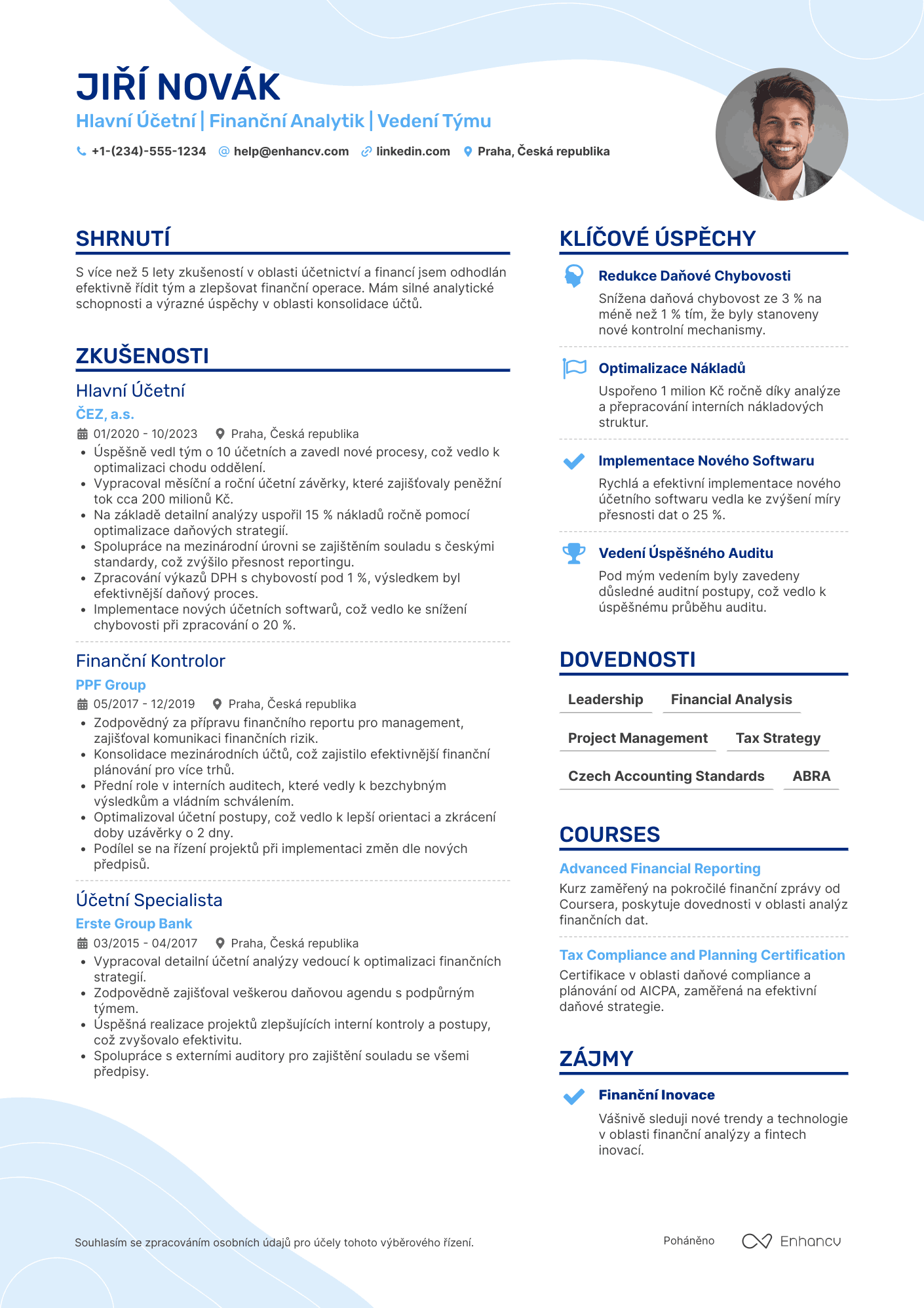 Životopis pro Hlavní Účetní Resume Example