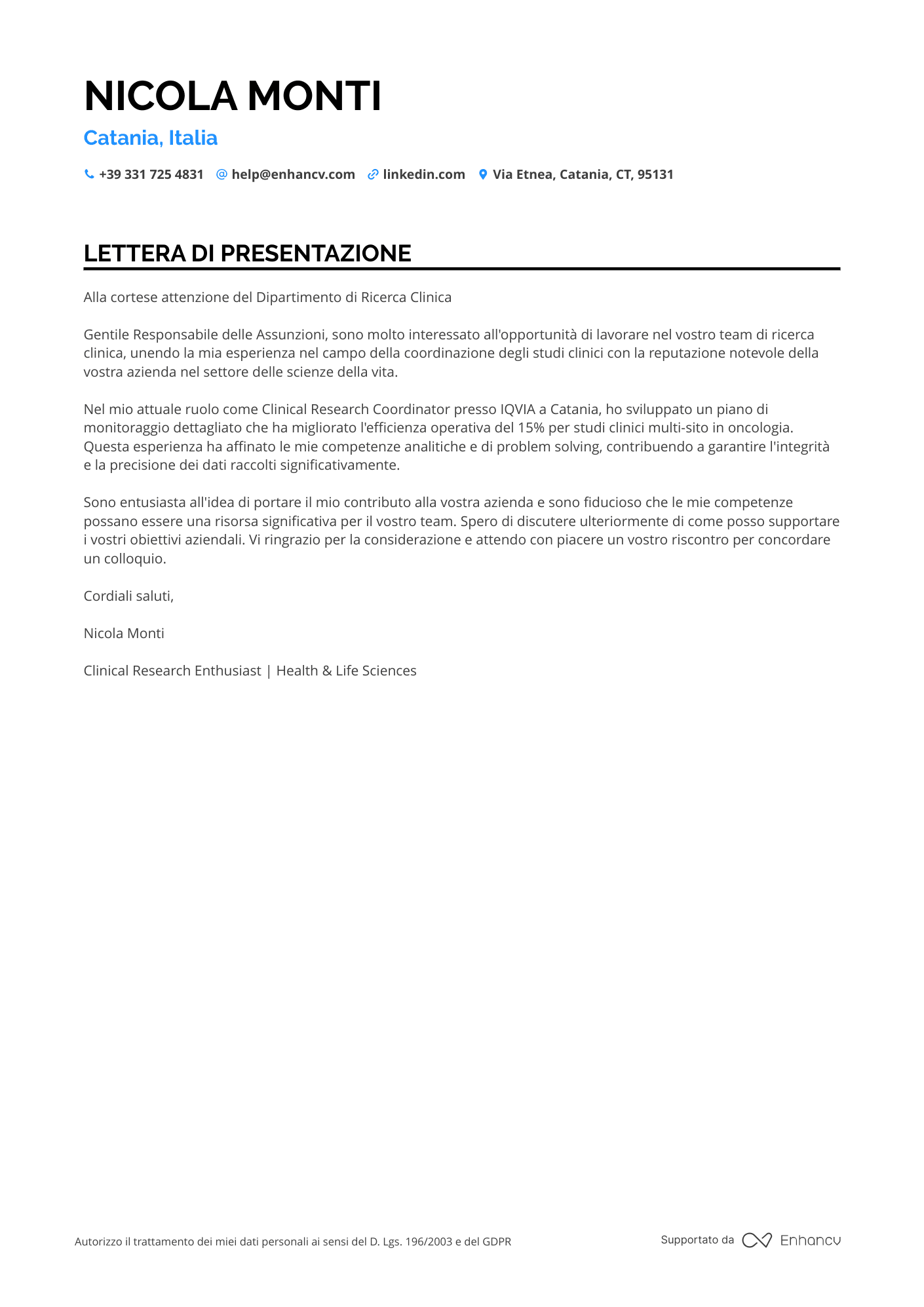 Farmacista Associato Resume Example