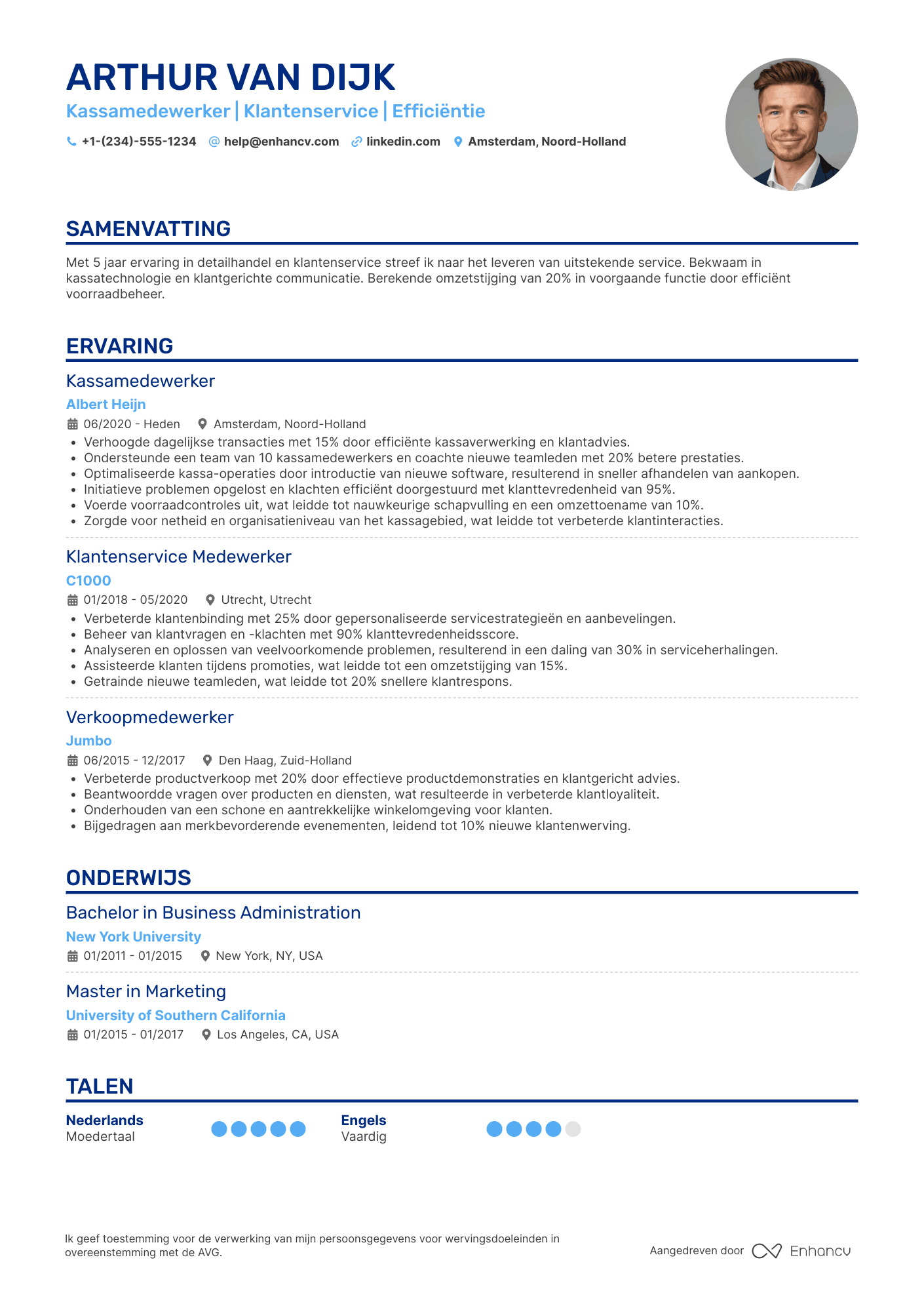 CV voor Kassamedewerker Zelfbedieningswinkel Resume Example