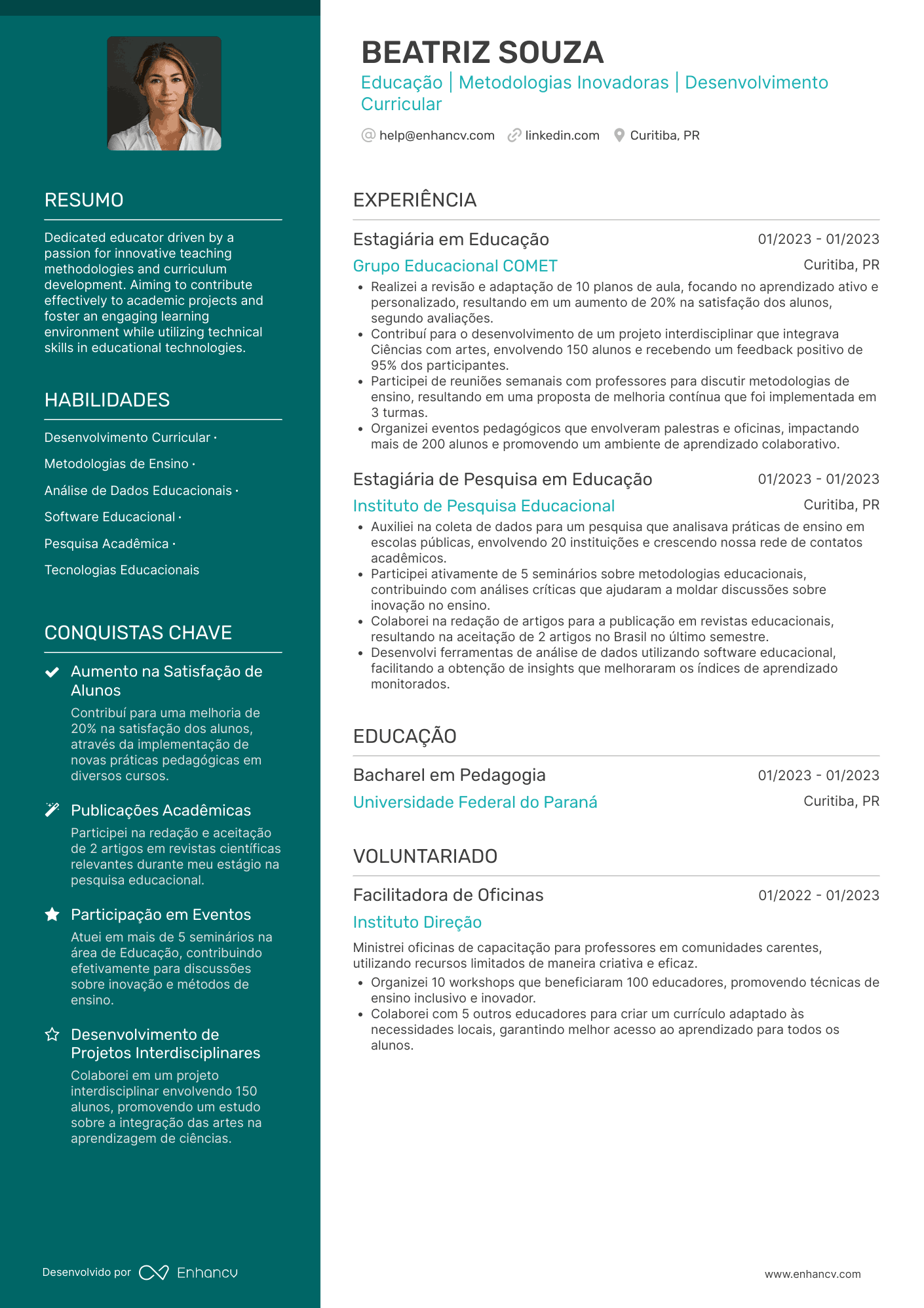 Professor pedagogo Resume Example