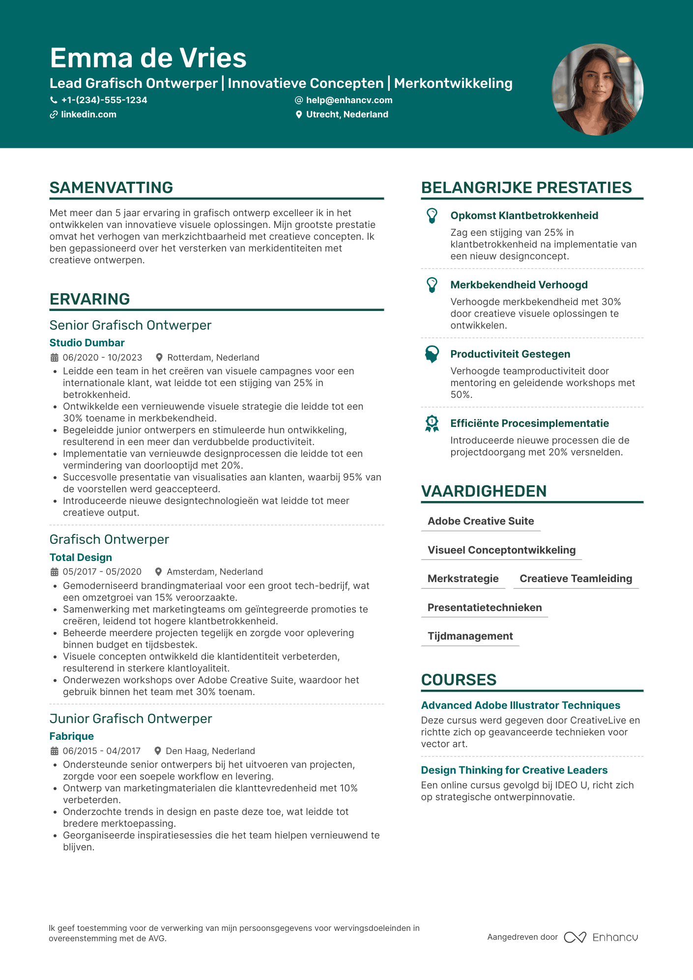 CV voor Lead Grafisch Ontwerper Resume Example