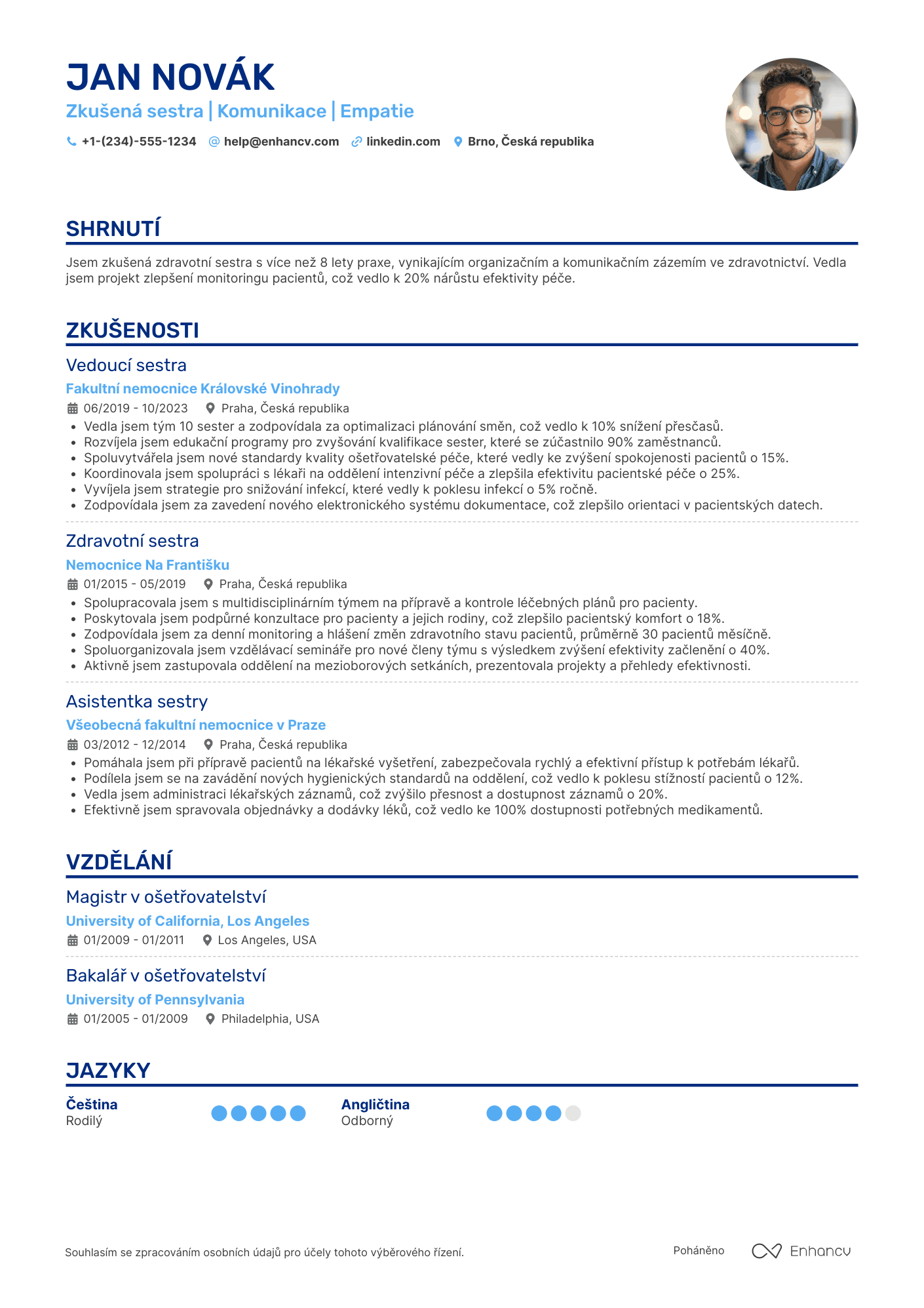 Životopis pro Zkušená sestřička Resume Example
