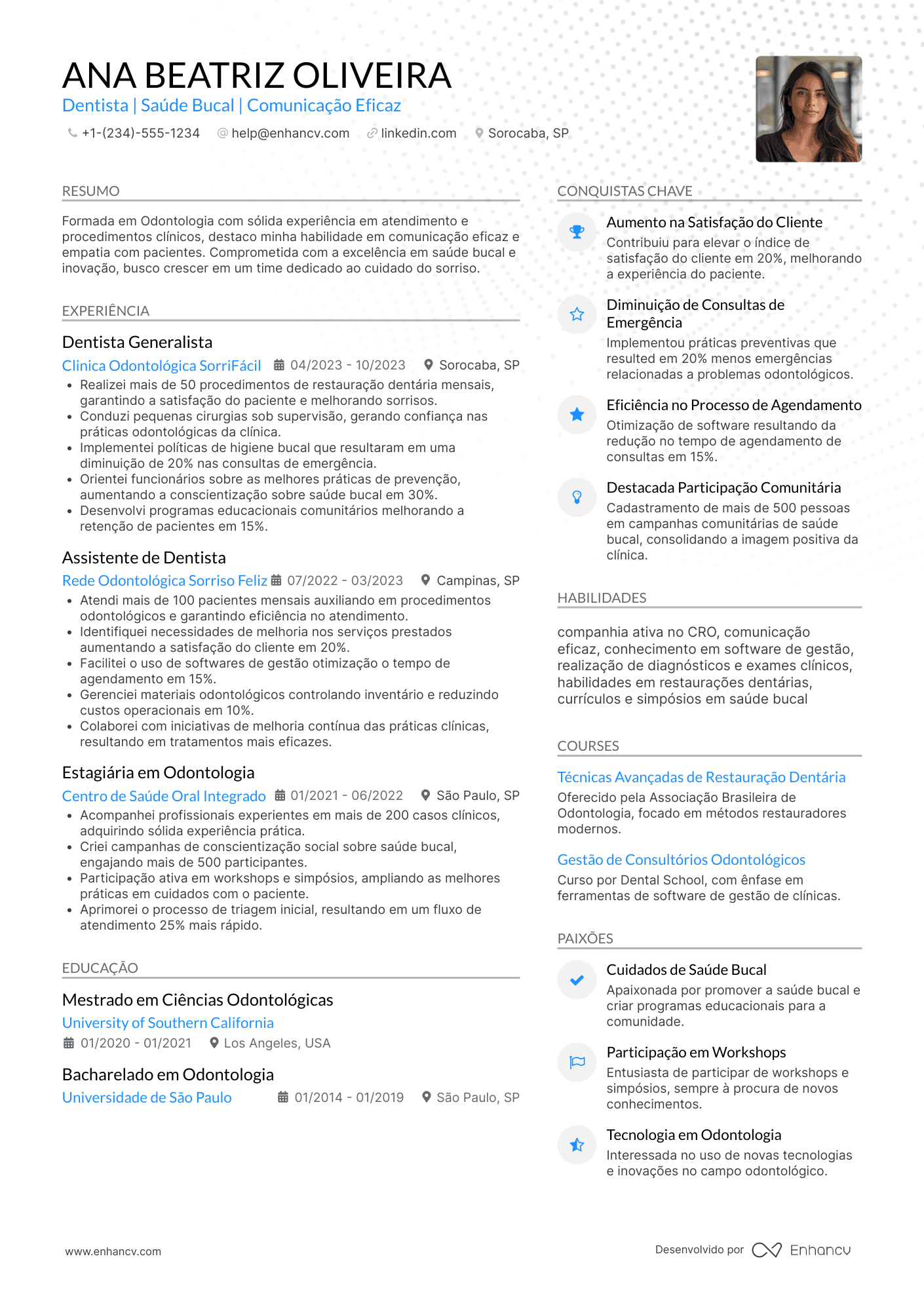 Currículo dentista primeiro emprego Resume Example