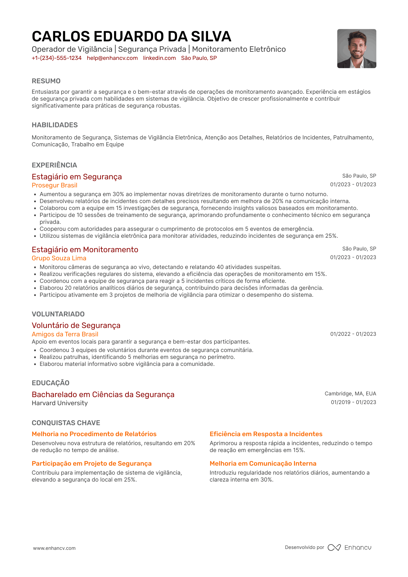 Objetivo para Transição para Vigilância Resume Example