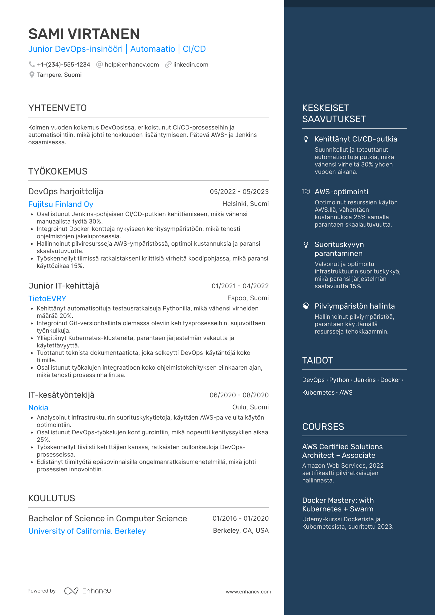 Ansioluettelo Junior DevOps insinööri Resume Example
