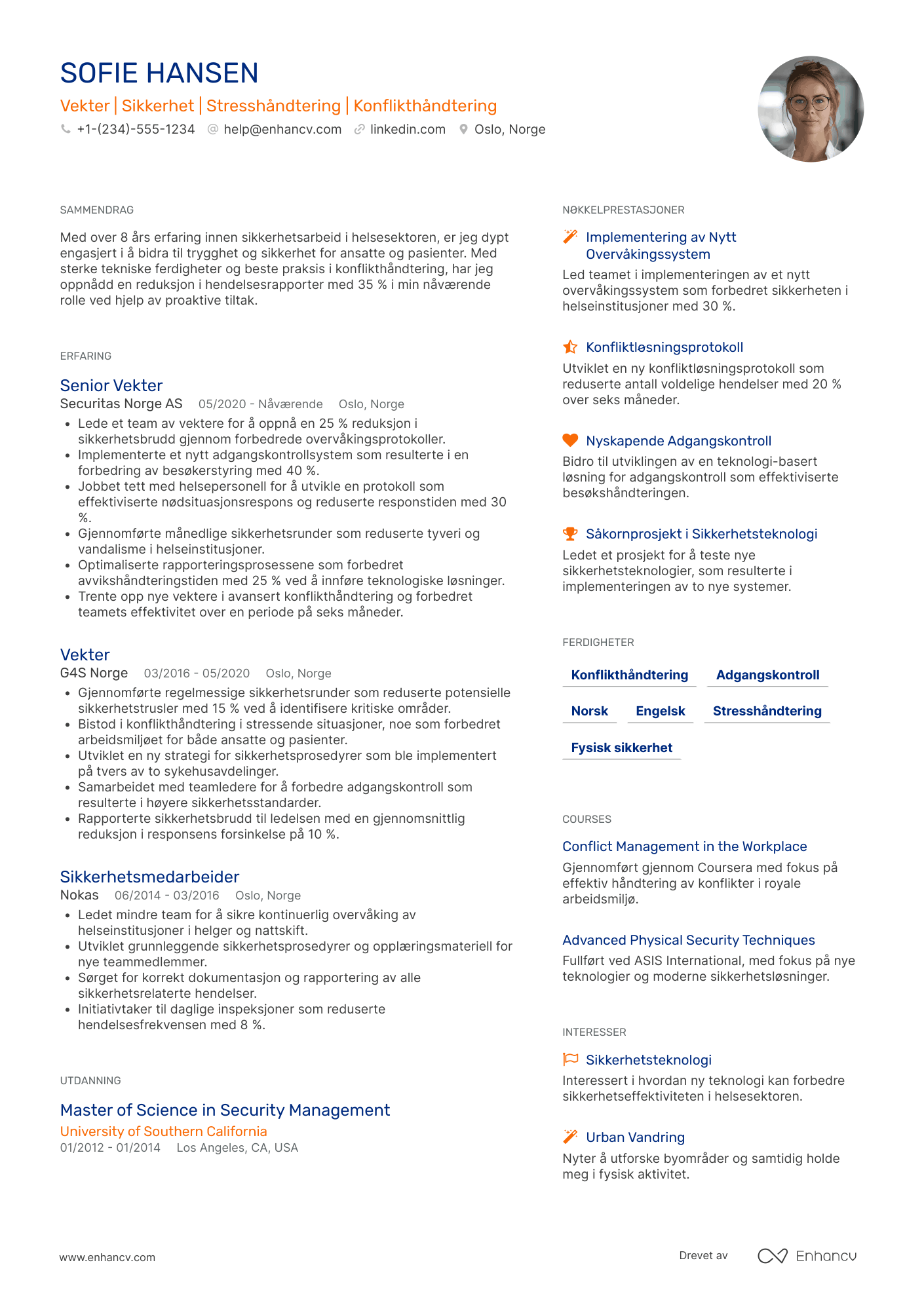 CV for Vekter innen helsesektoren Resume Example