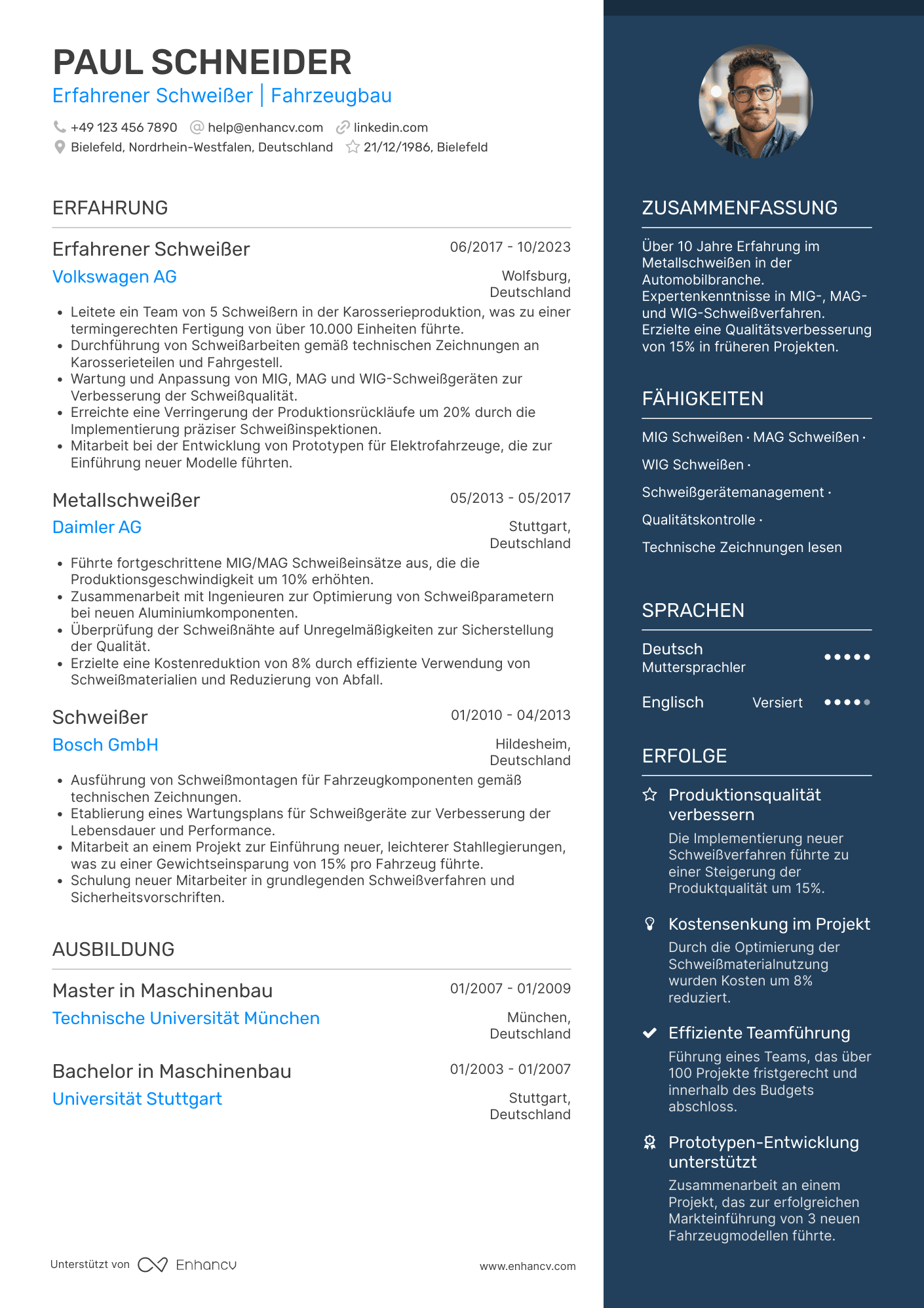 Lebenslauf in Automobil Schweißer Resume Example