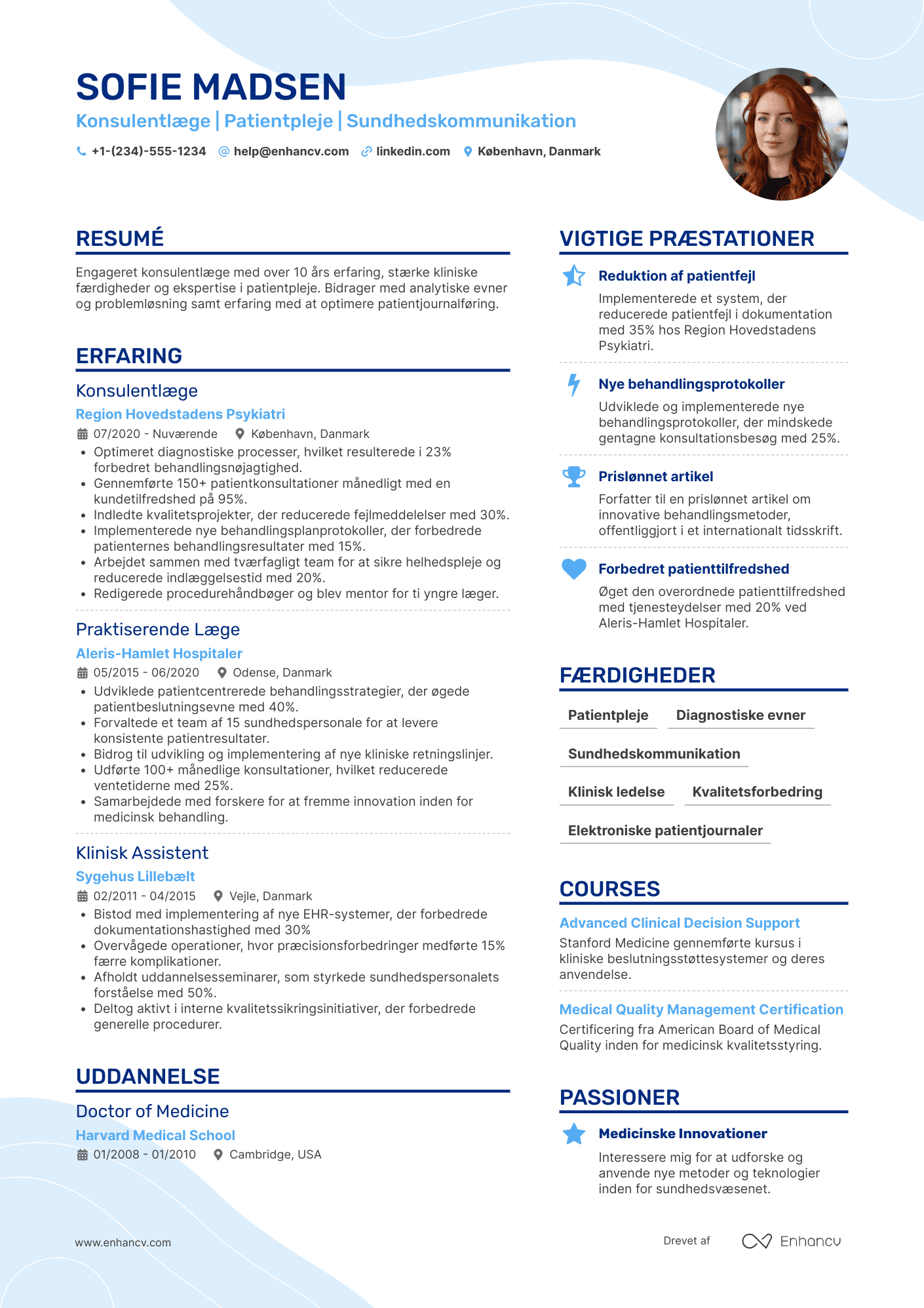 CV til Konsulentlæge Resume Example