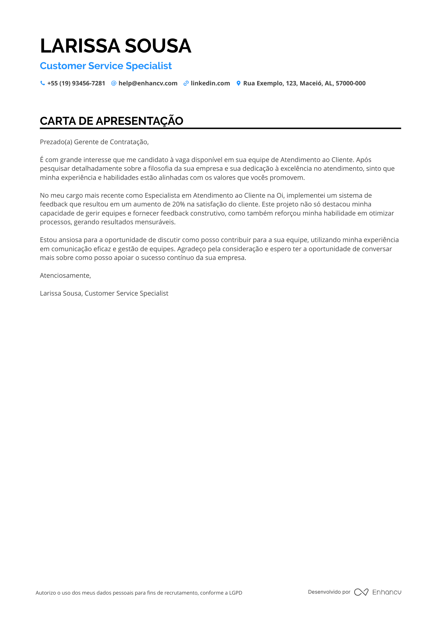 Porteiro de Hotel Resume Example