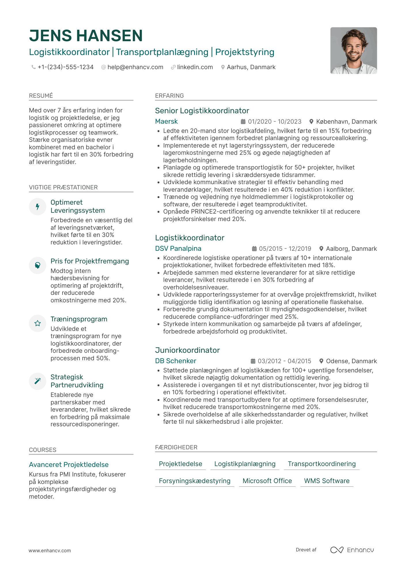 CV til Projektbaseret logistikkoordinator Resume Example