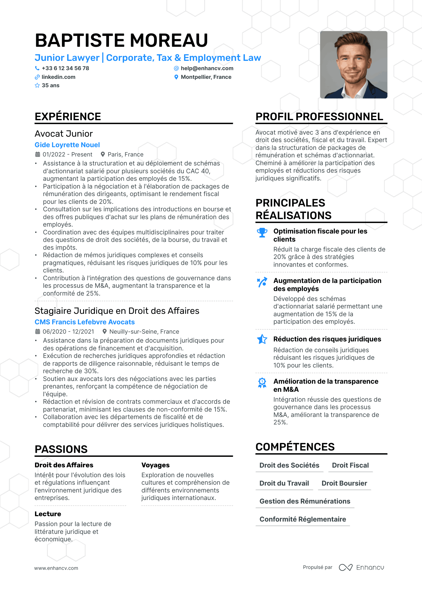 Avocat junior Resume Example