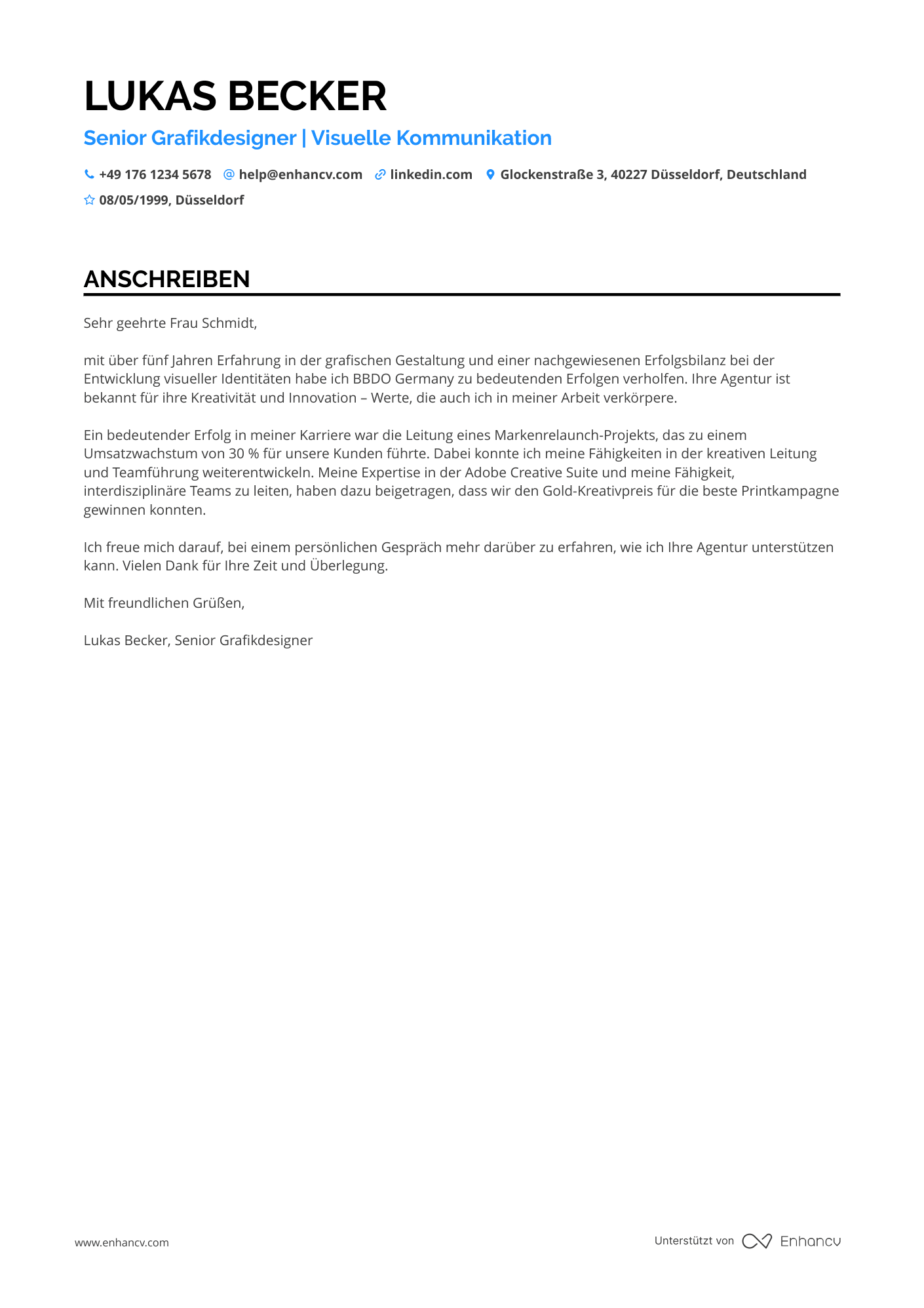 Künstlerischer Grafikdesigner Resume Example