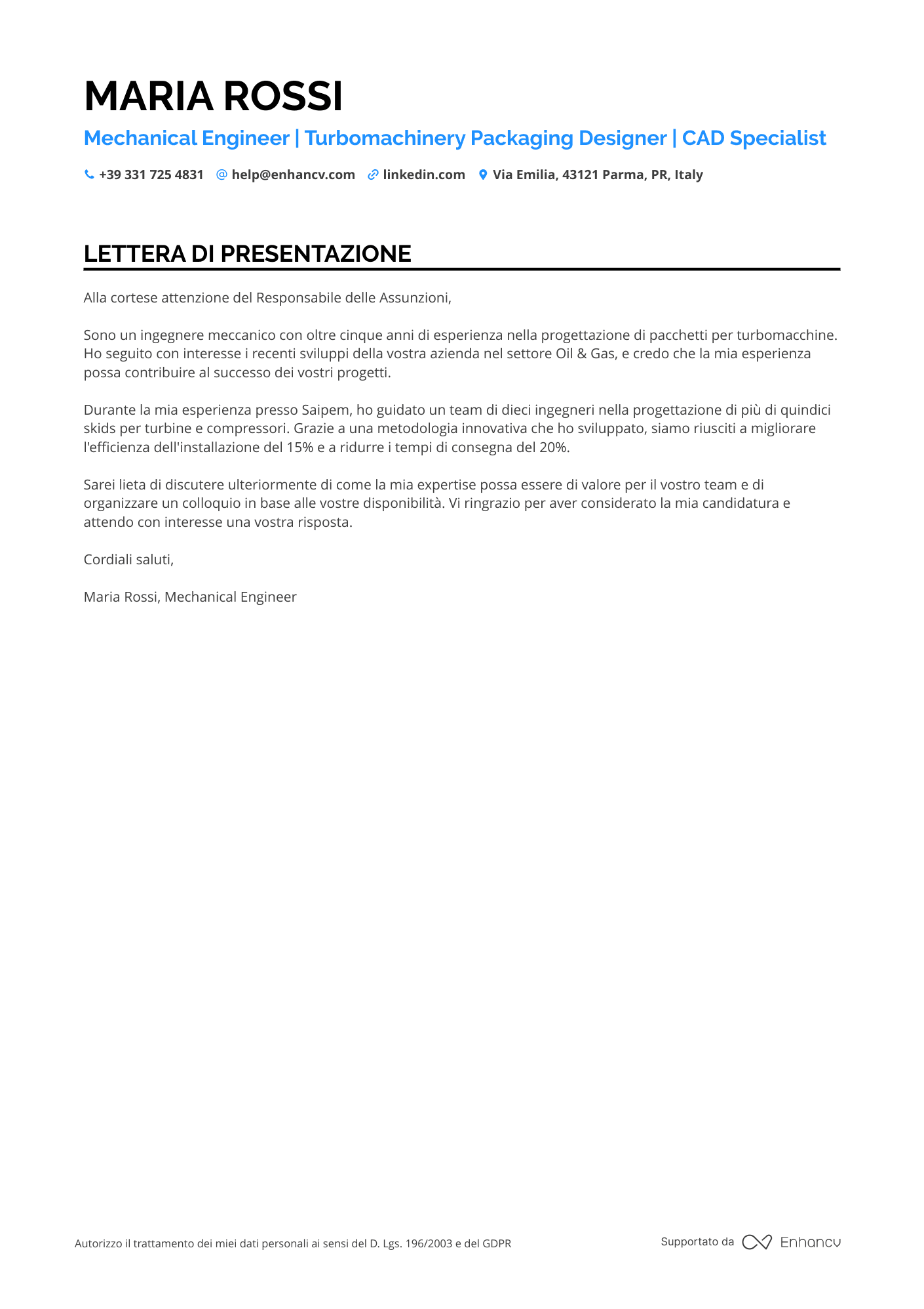 Designer di Packaging Resume Example