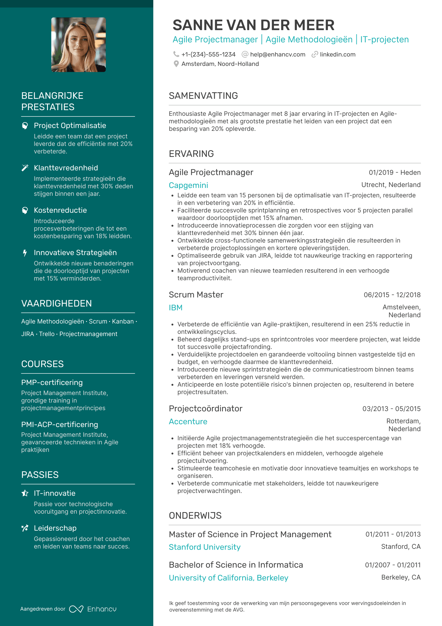 CV voor Agile Projectmanager Resume Example
