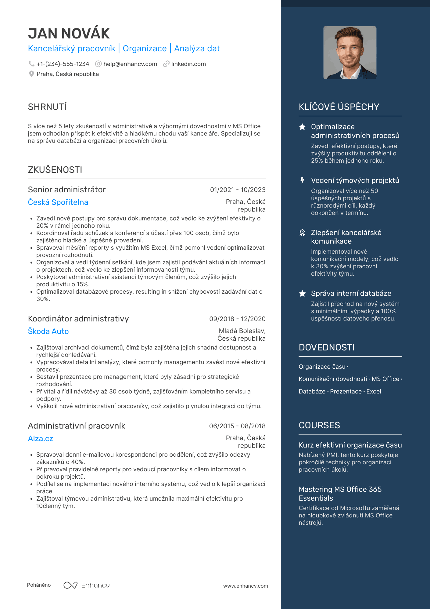 Životopis pro Kancelářský pracovník administrátor Resume Example