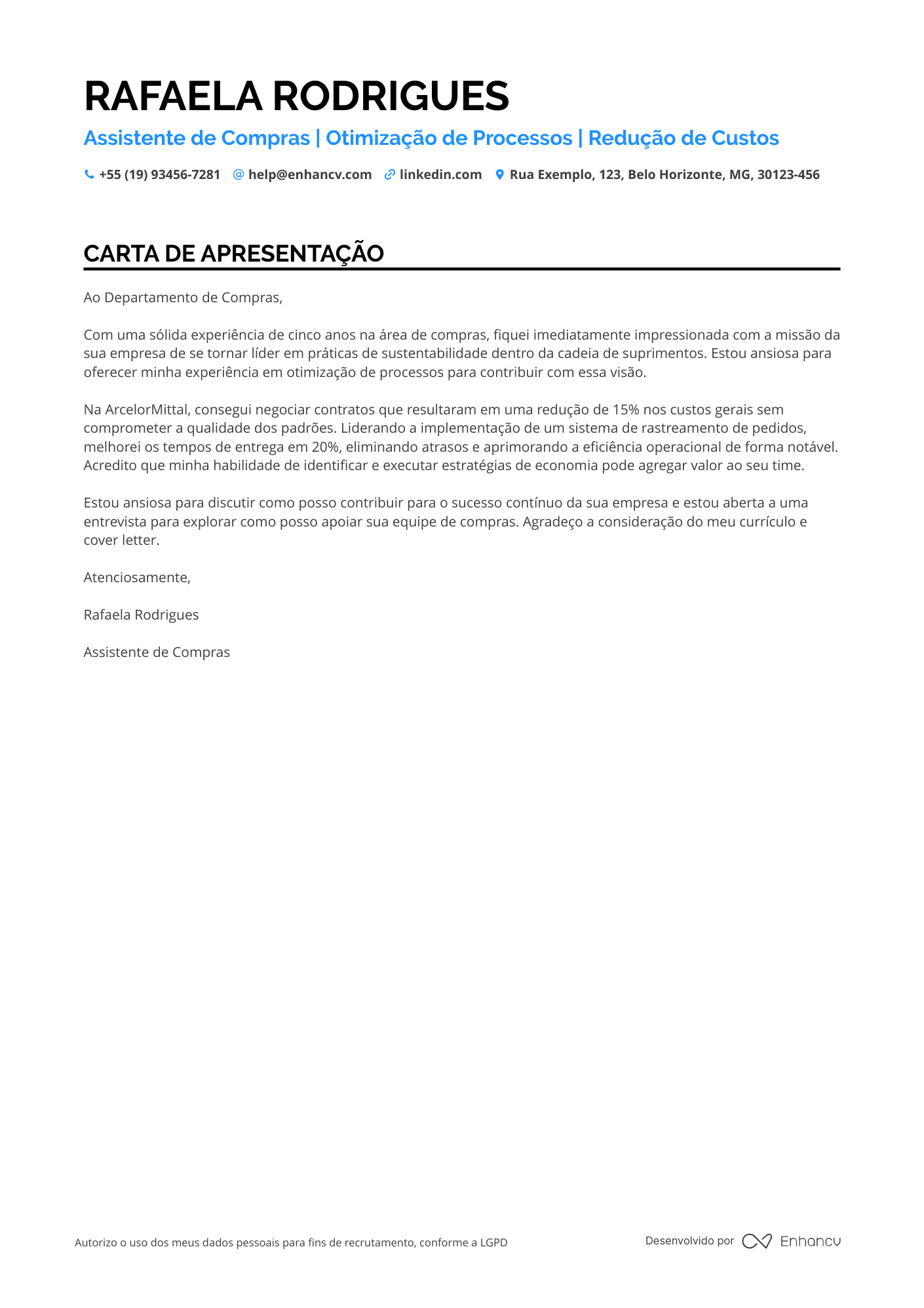 Auxiliar Administrativo de Compras Resume Example