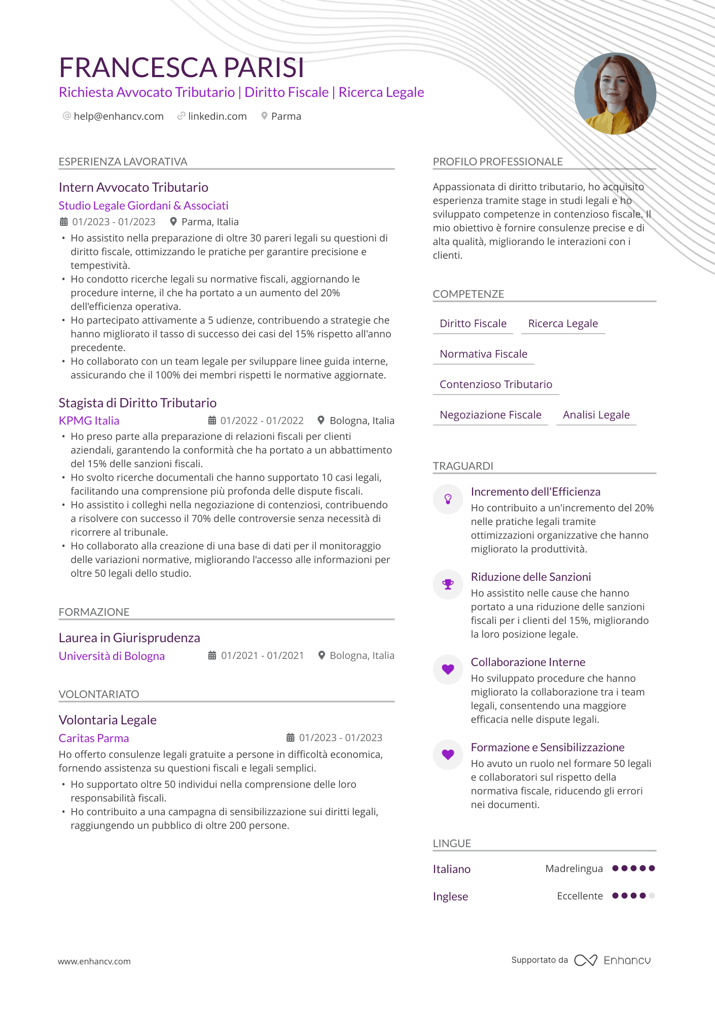 Avvocato tributario Resume Example