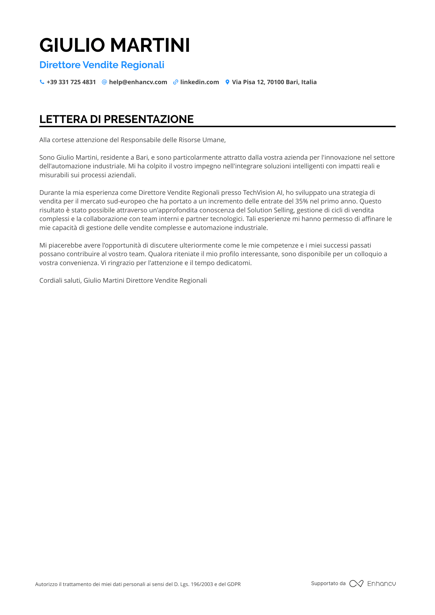 Direttore Regionale Poste Italiane Resume Example