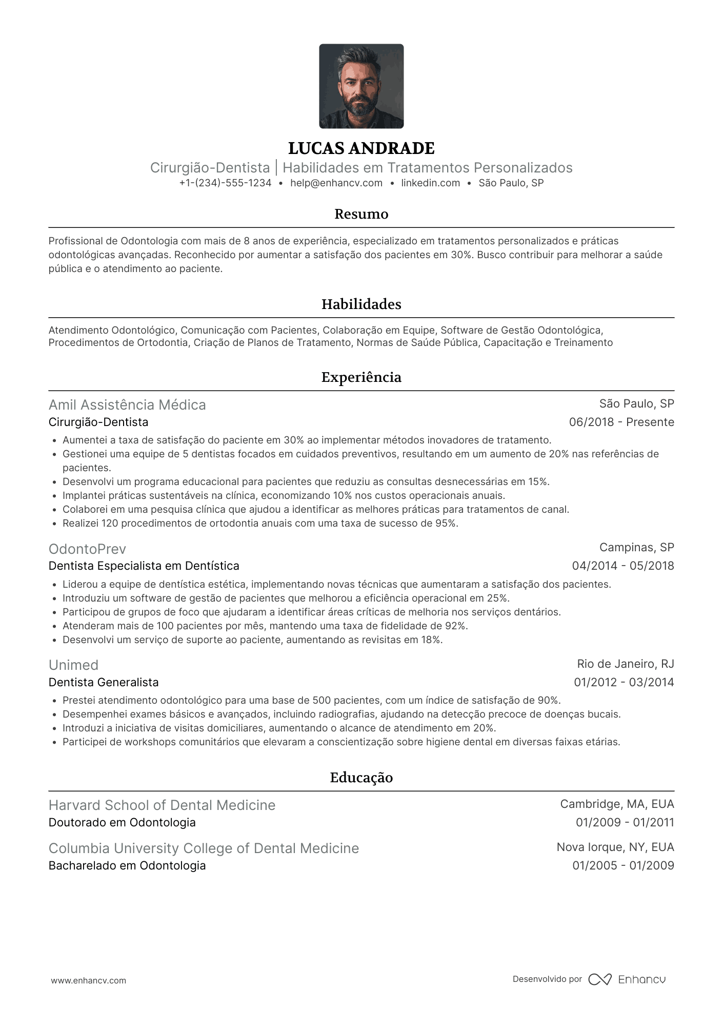 Currículo para concurso público odontologia Resume Example
