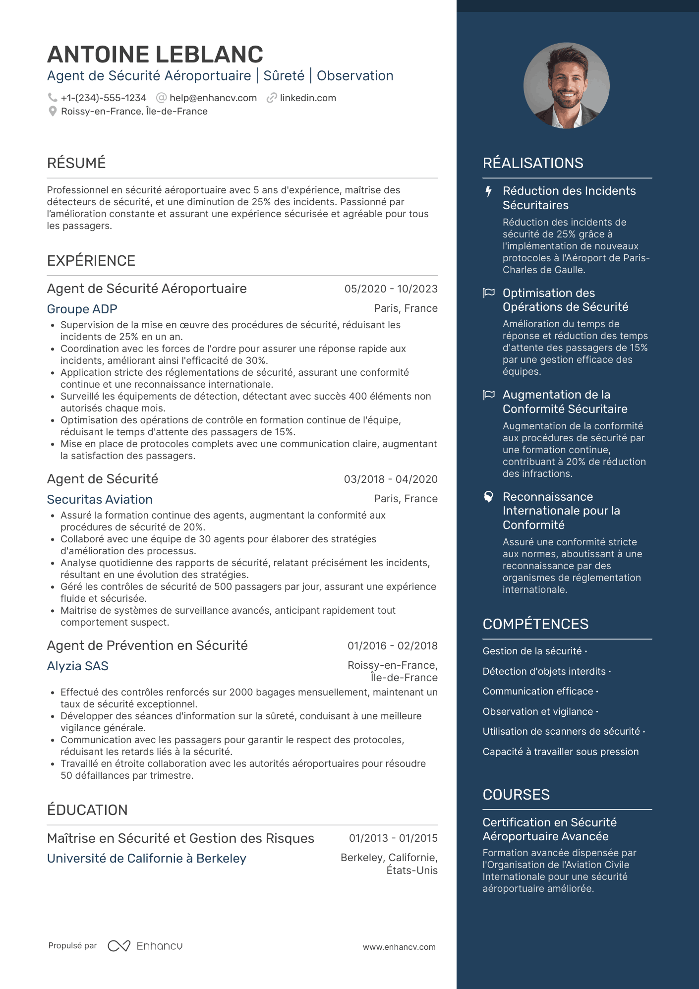 CV d’agent de sécurité aéroportuaire Resume Example
