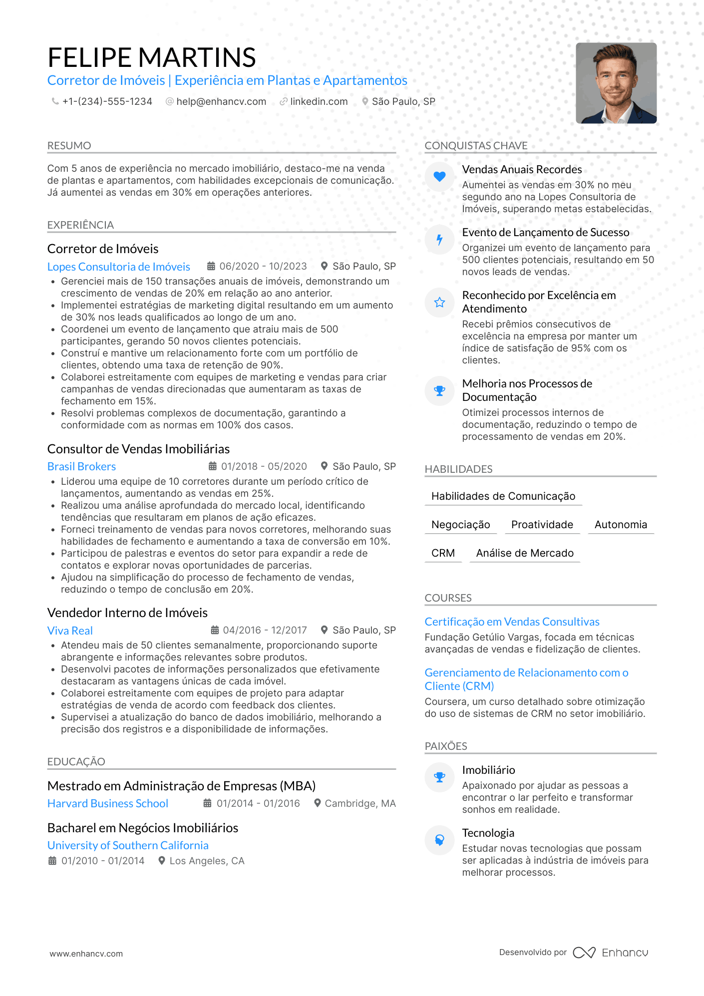 Corretor de plantas e apartamentos Resume Example