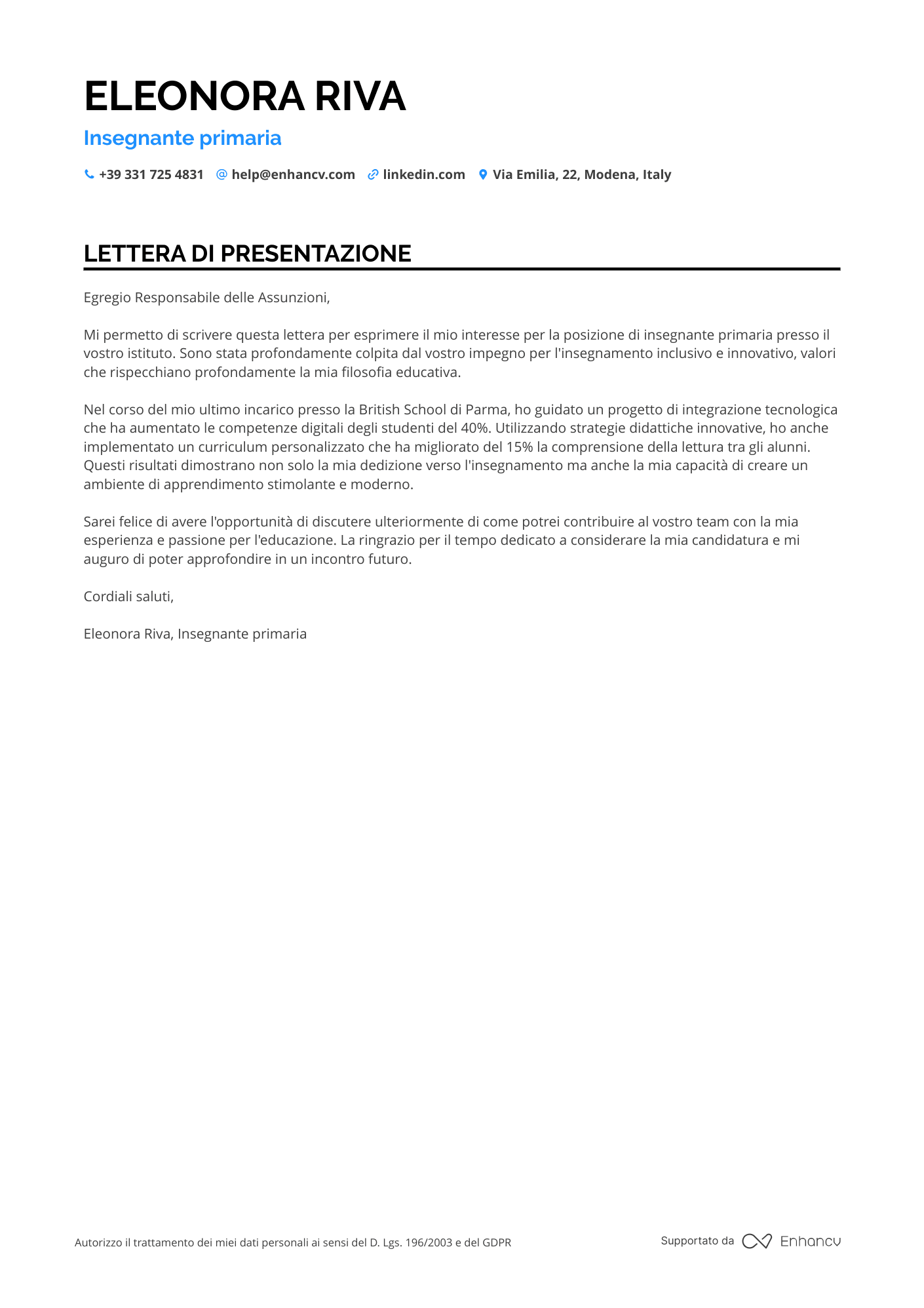 Psicologo Sportivo Resume Example