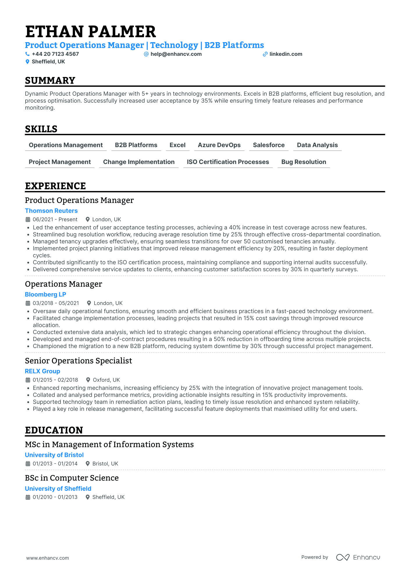 Devops Operations Manager Resume Example