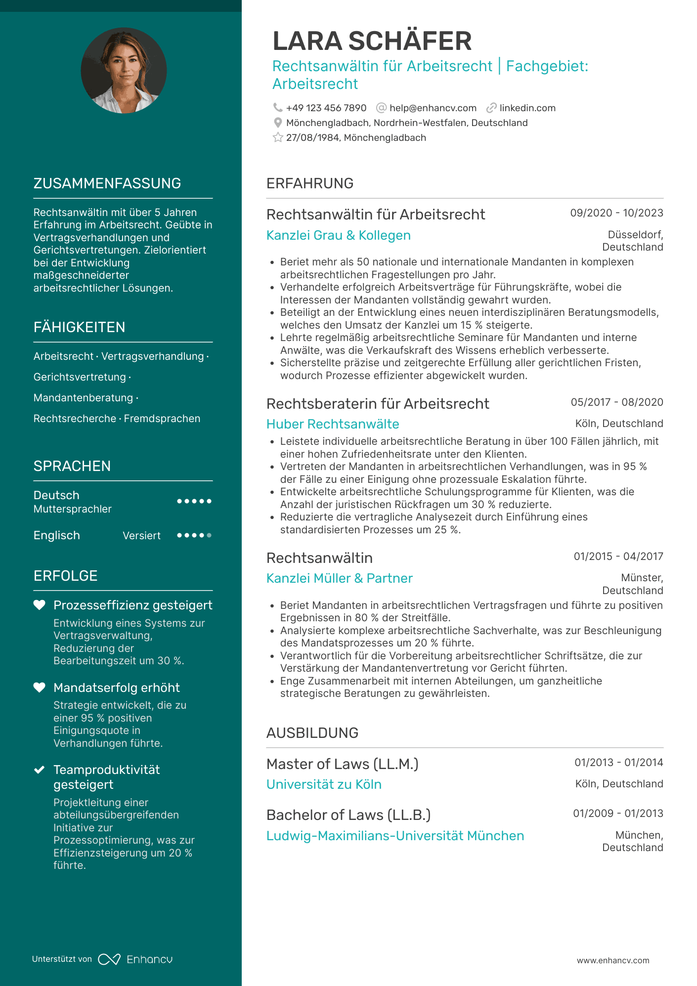 Lebenslauf als Rechtsanwalt für Arbeitsrecht Resume Example