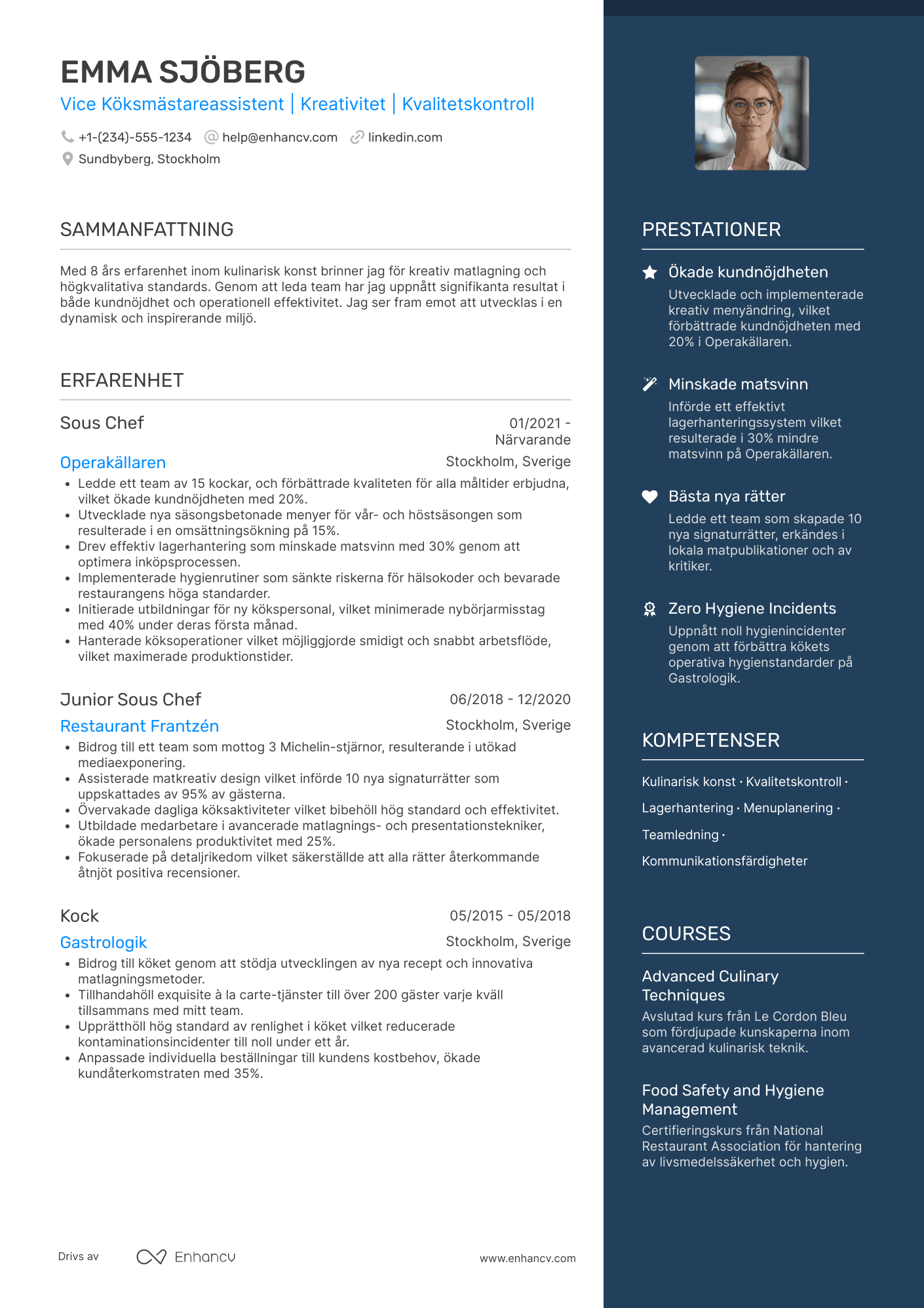 CV för Vice köksmästareassistent Resume Example