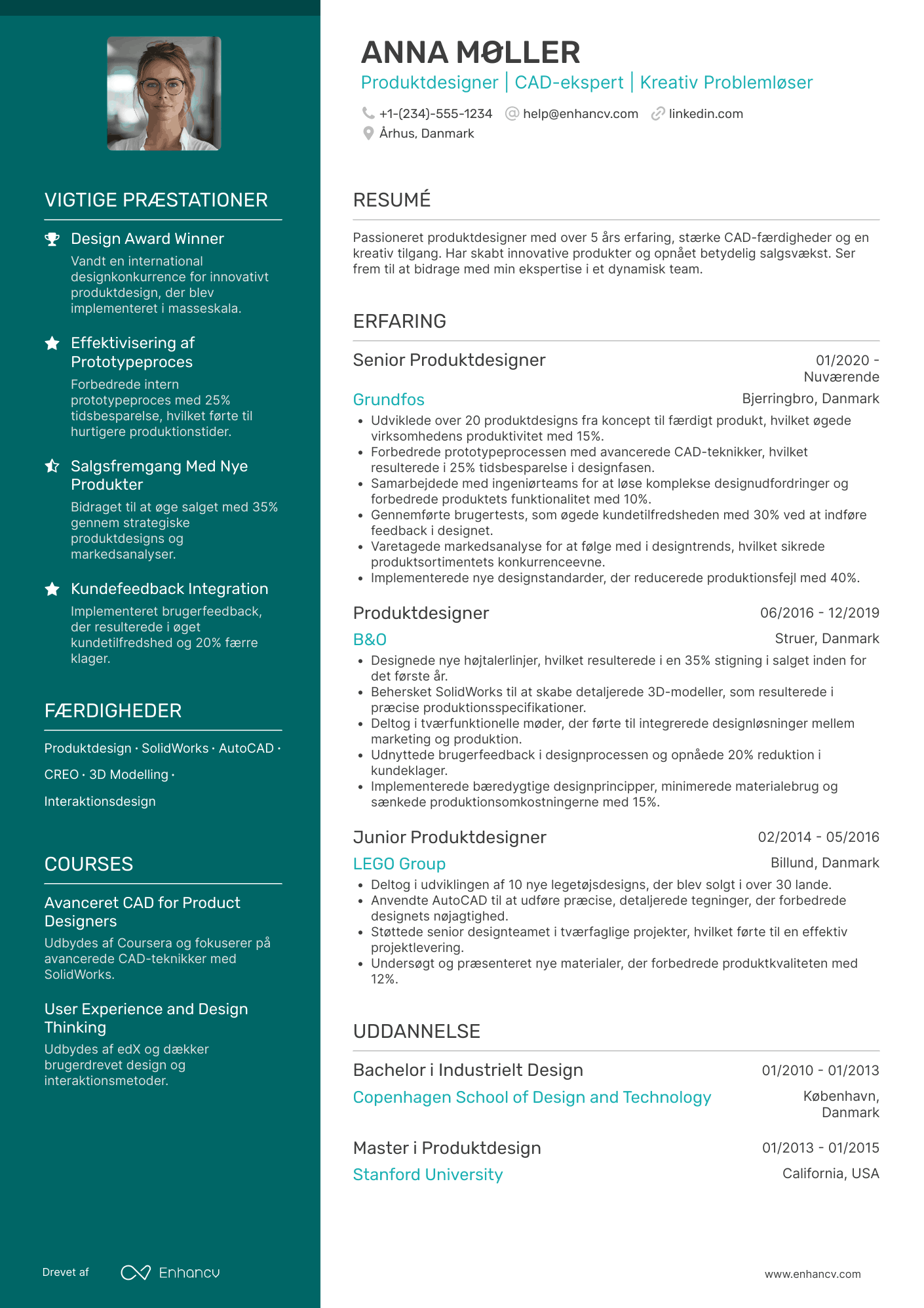 CV til Produktdesigner Resume Example