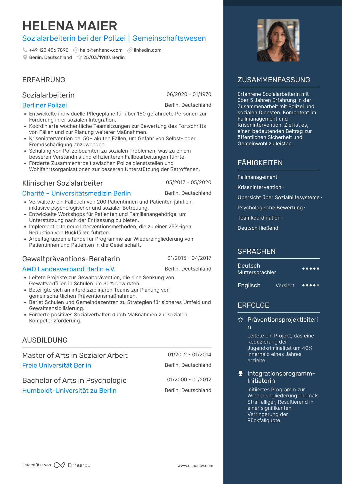 Lebenslauf in Polizei Sozialarbeiter Resume Example