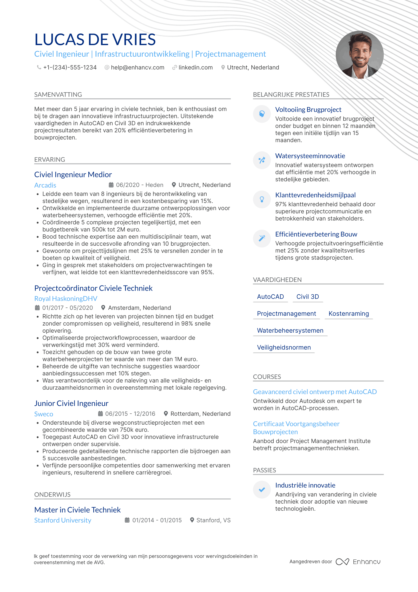 CV voor Civiel Ingenieur Medior Resume Example