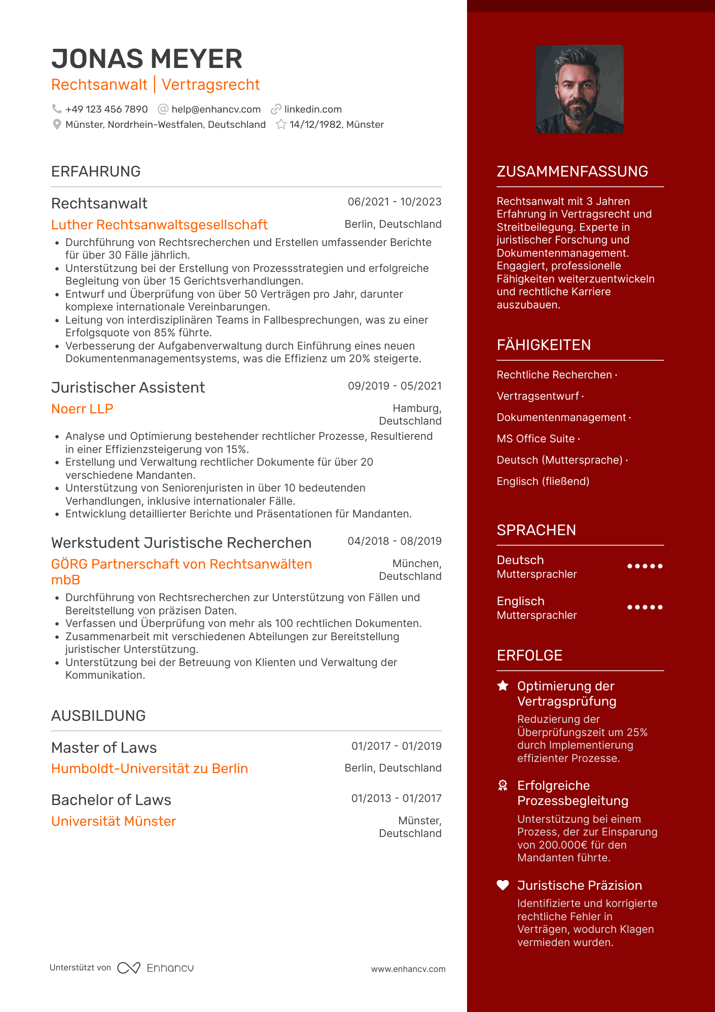 Lebenslauf als Berufsanfänger Rechtsanwalt Resume Example
