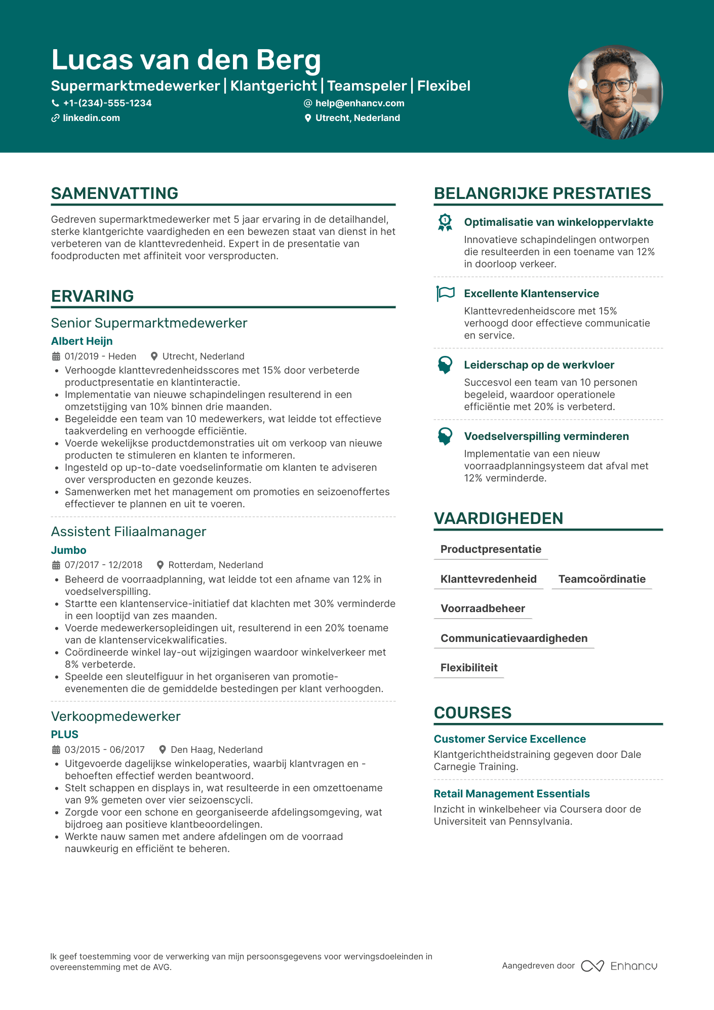 CV voor Supermarktmedewerker Food Resume Example
