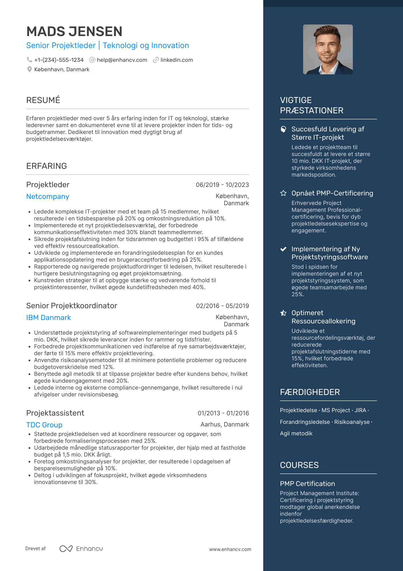 CV til Senior Projektleder Resume Example