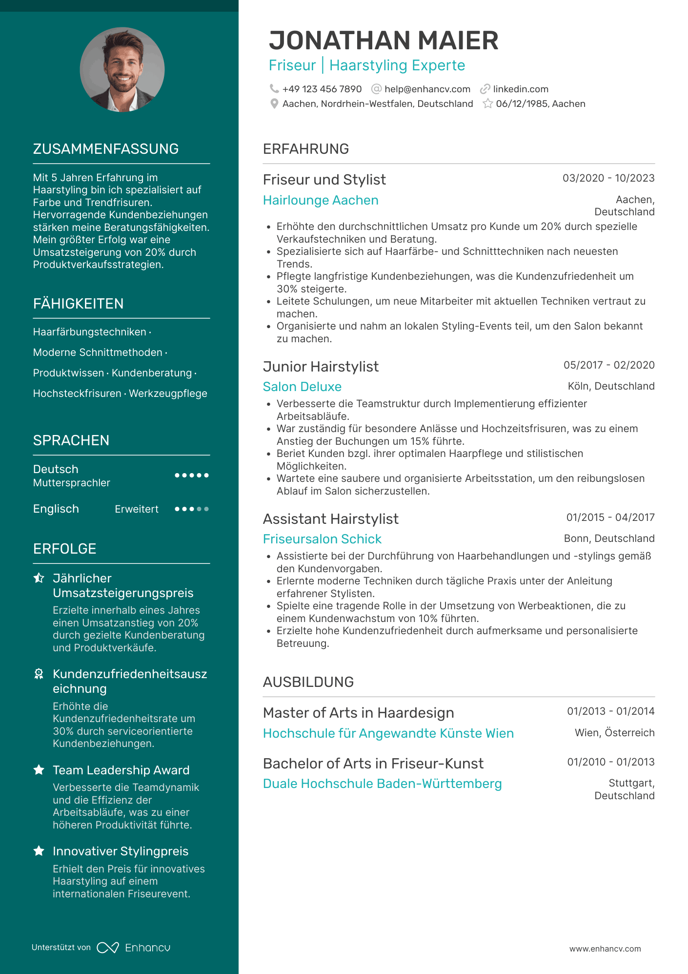 Lebenslauf als Friseurin für Haarstyling Resume Example