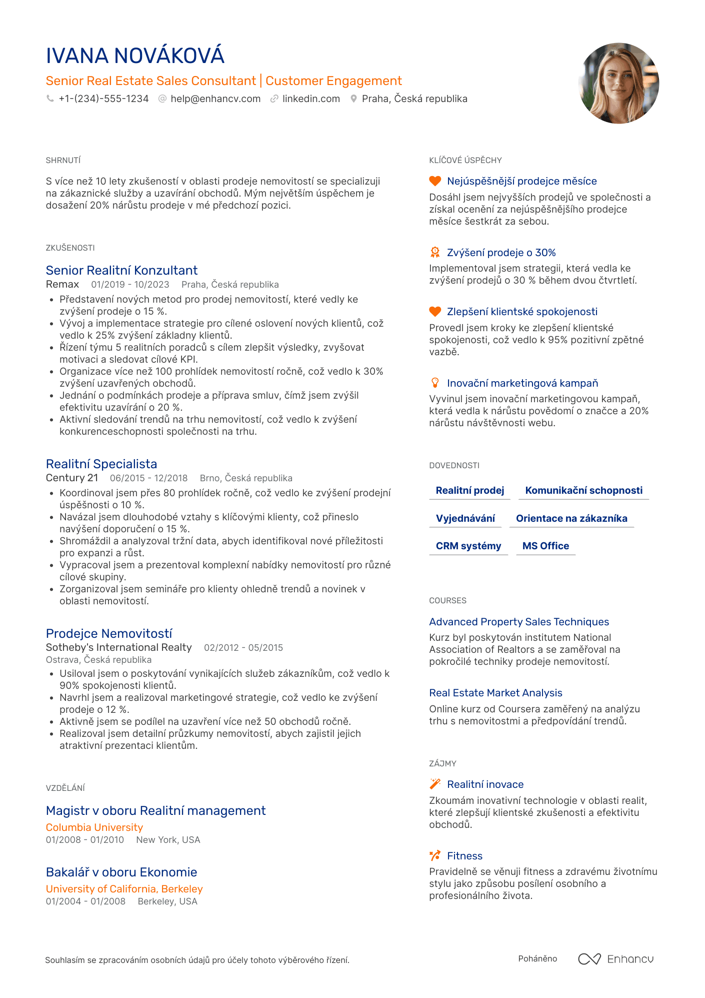 Životopis pro Prodavač v realitách Resume Example