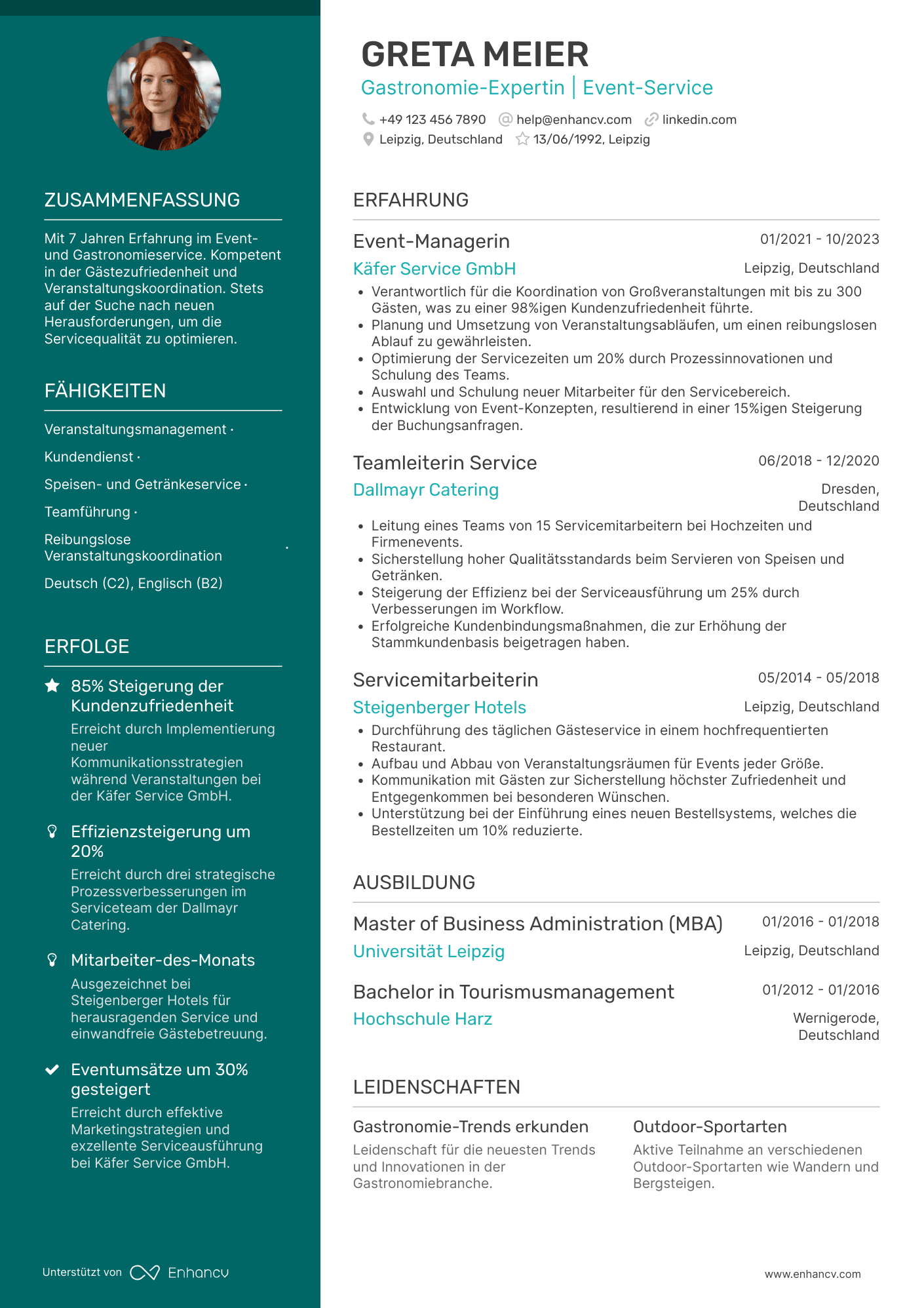 Lebenslauf in Kellner für Veranstaltungen Resume Example
