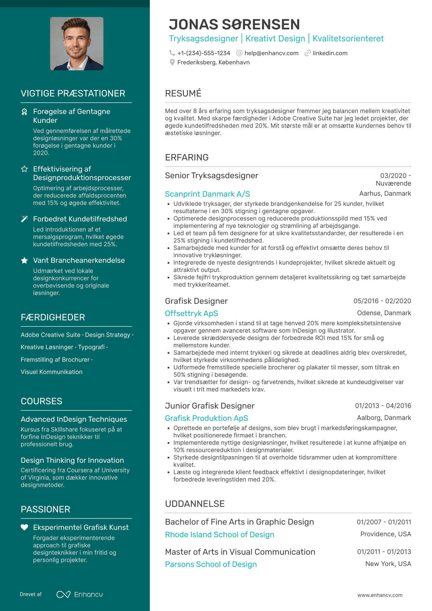 CV til Tryksagsdesigner Resume Example