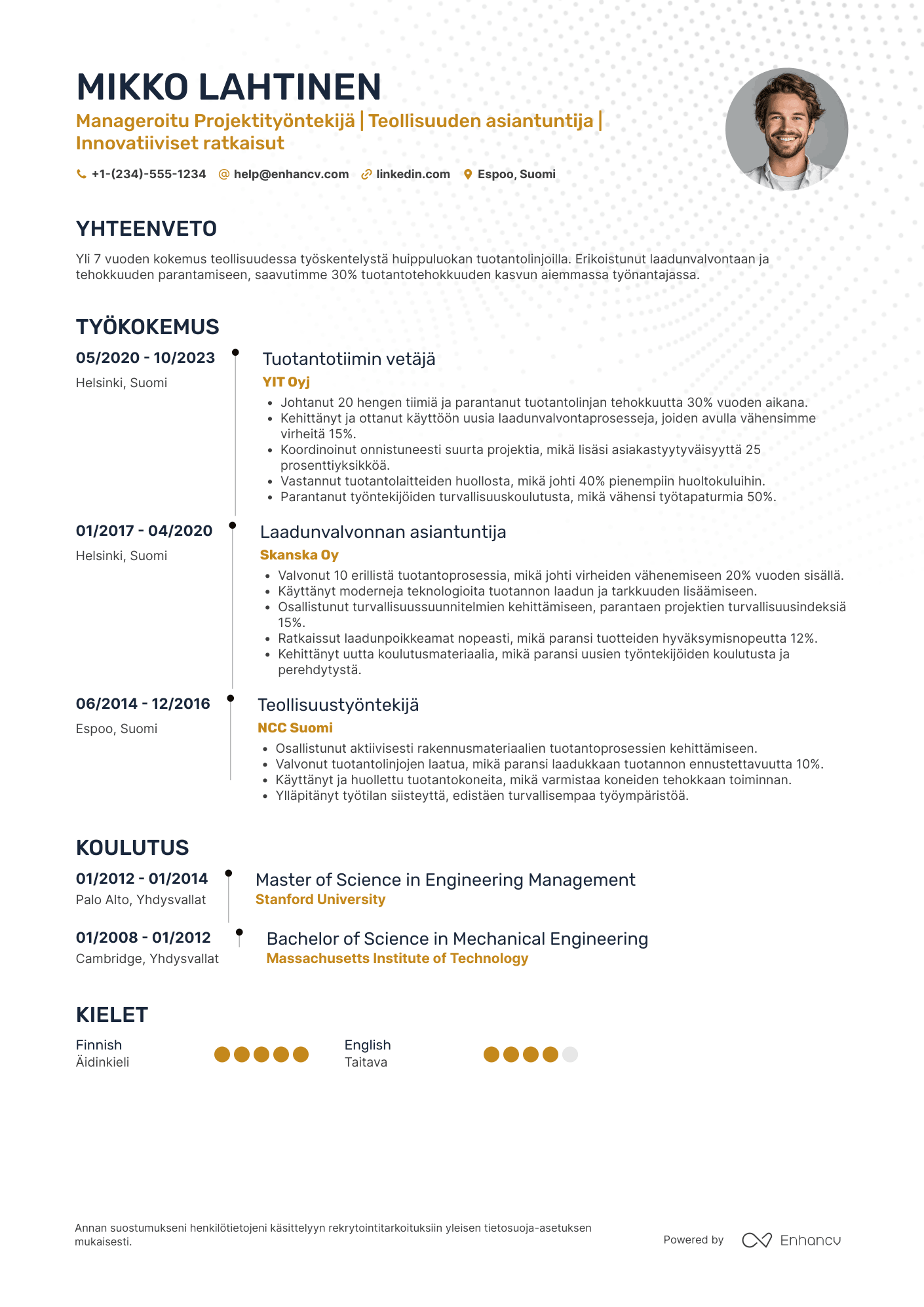 Ansioluettelo Teollisuustyöntekijä Rakennusteollisuus Resume Example